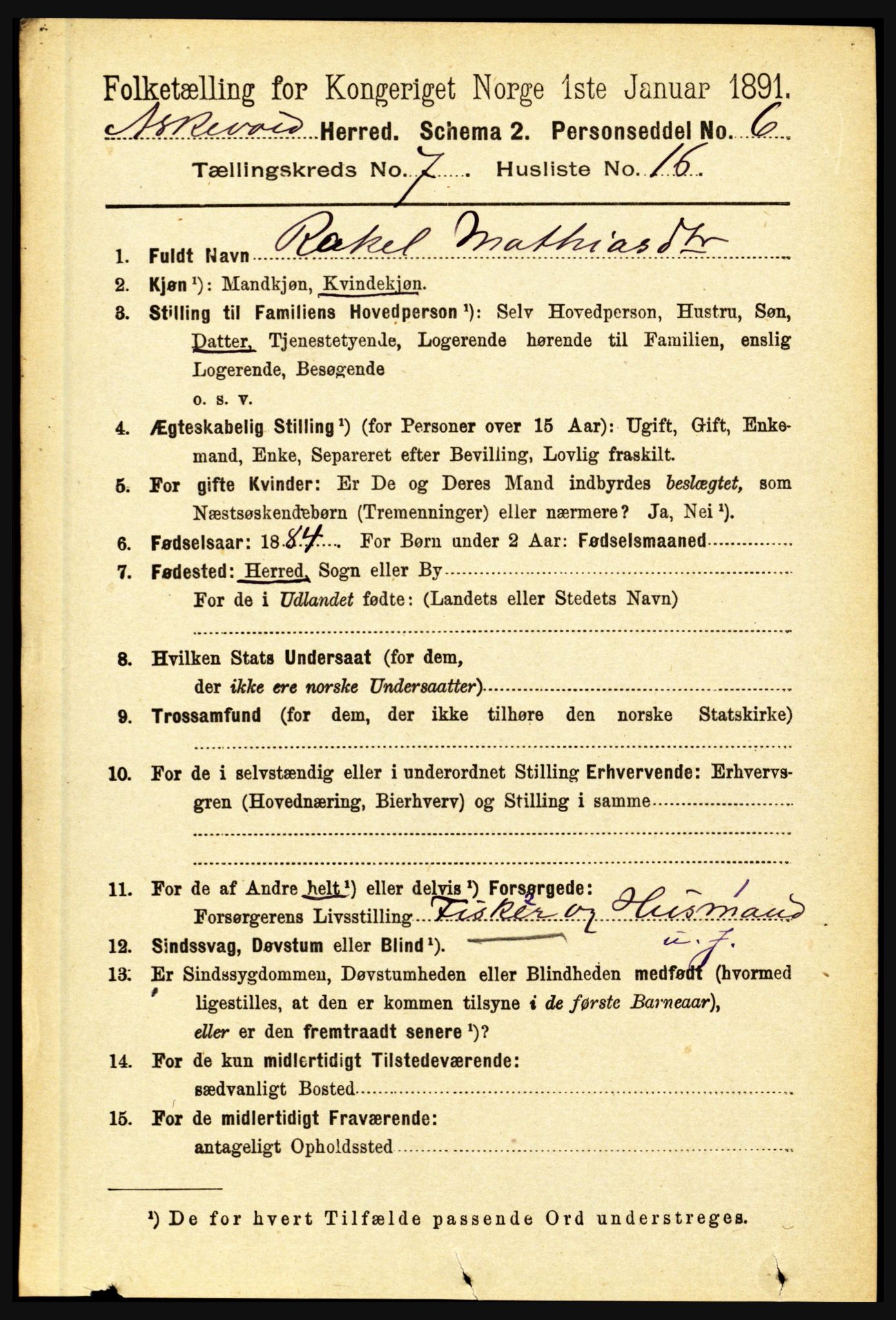 RA, 1891 census for 1428 Askvoll, 1891, p. 1998