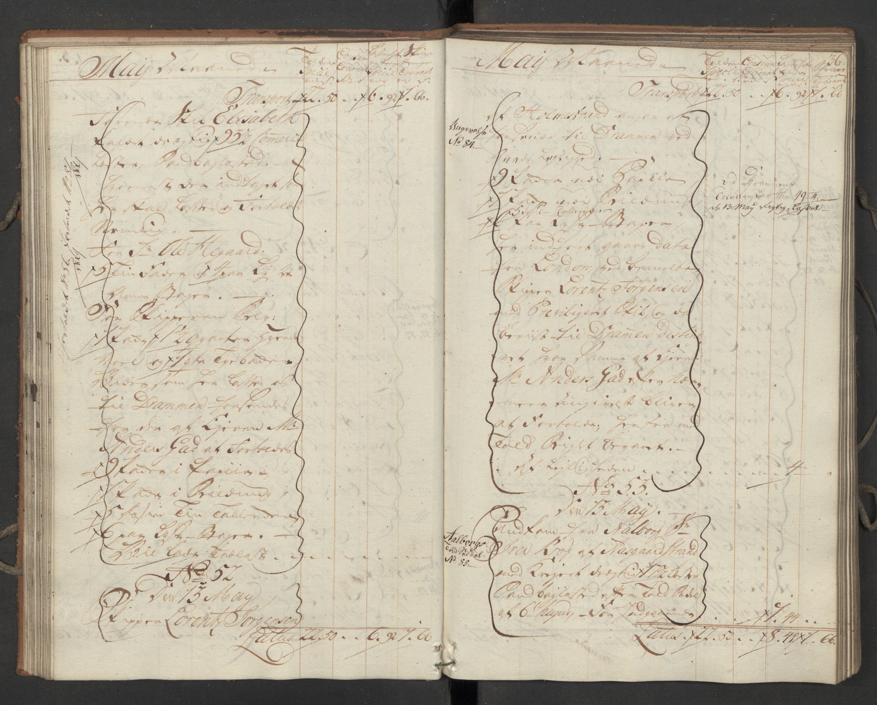Generaltollkammeret, tollregnskaper, AV/RA-EA-5490/R09/L0033/0001: Tollregnskaper Holmestrand / Inngående hovedtollbok, 1762, p. 35b-36a