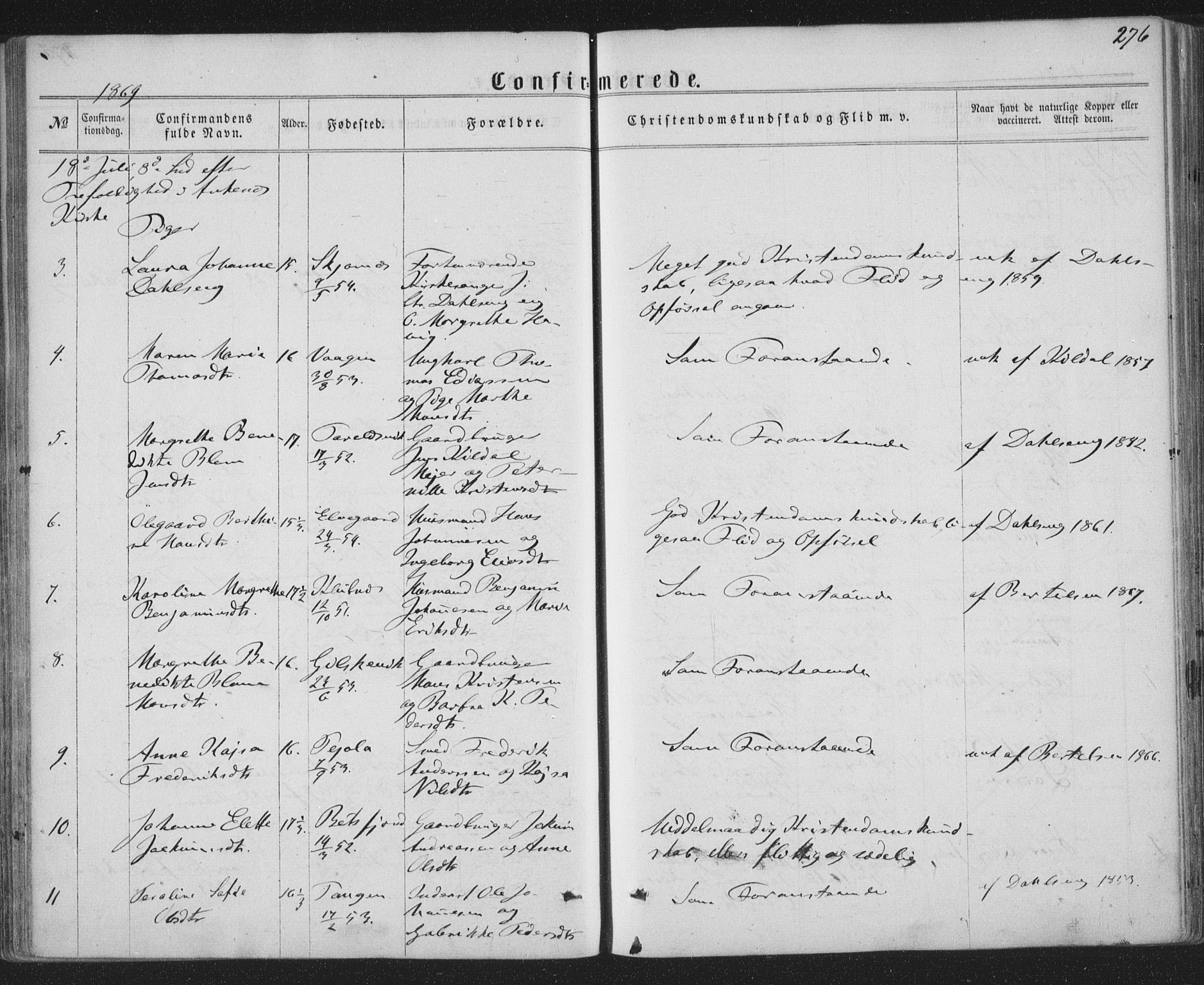 Ministerialprotokoller, klokkerbøker og fødselsregistre - Nordland, AV/SAT-A-1459/863/L0896: Parish register (official) no. 863A08, 1861-1871, p. 276