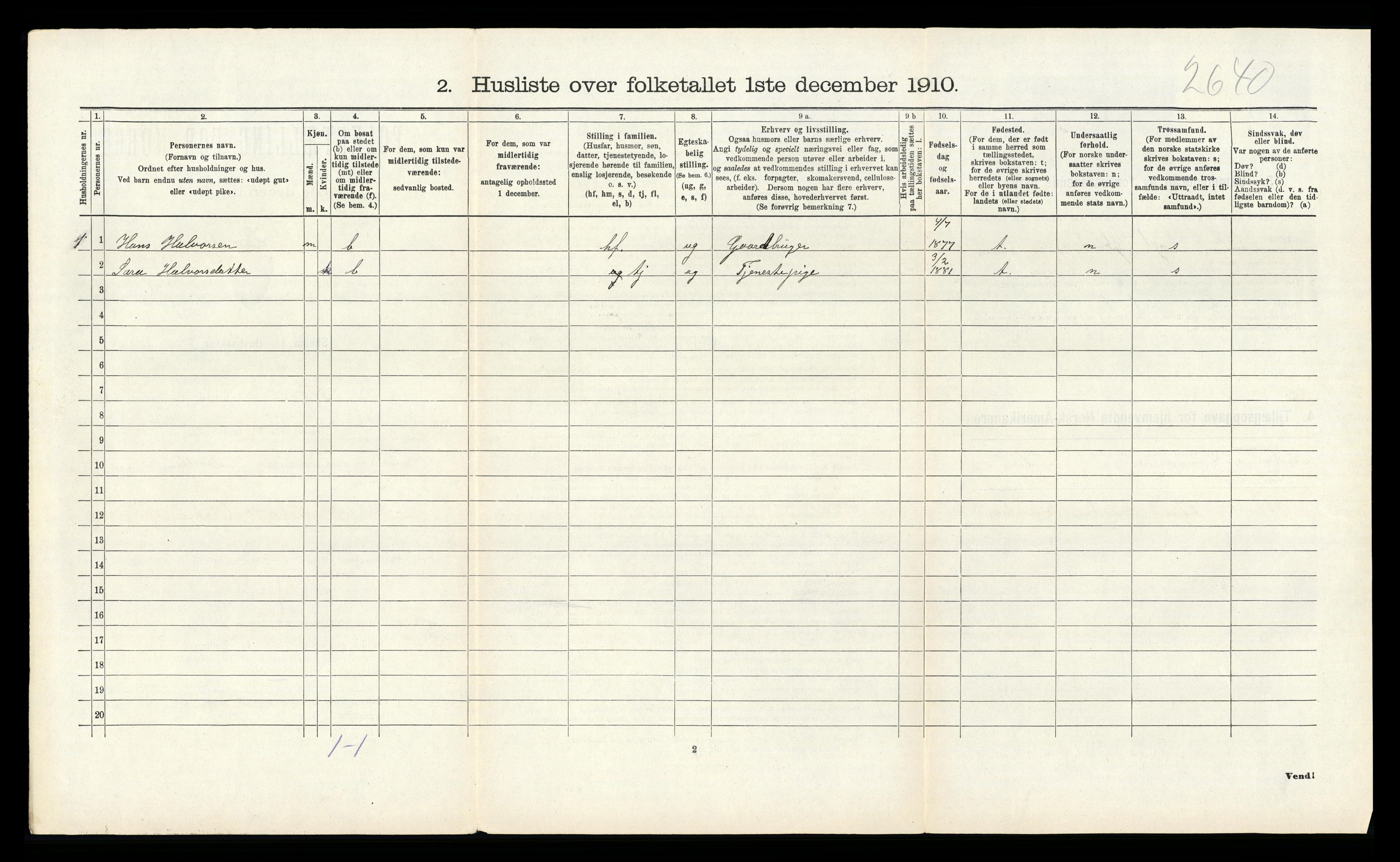 RA, 1910 census for Fitjar, 1910, p. 652