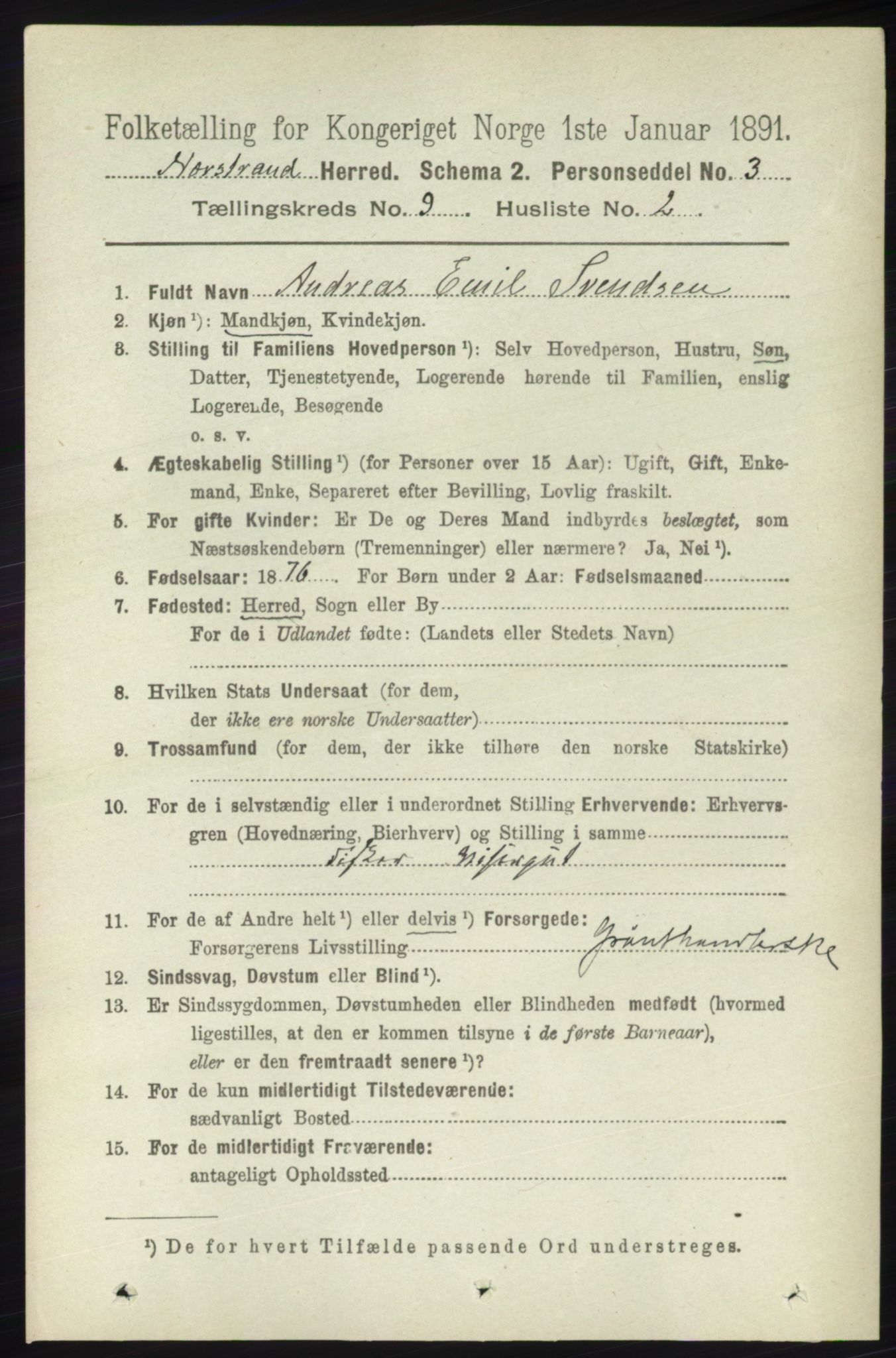 RA, 1891 census for 1139 Nedstrand, 1891, p. 1666