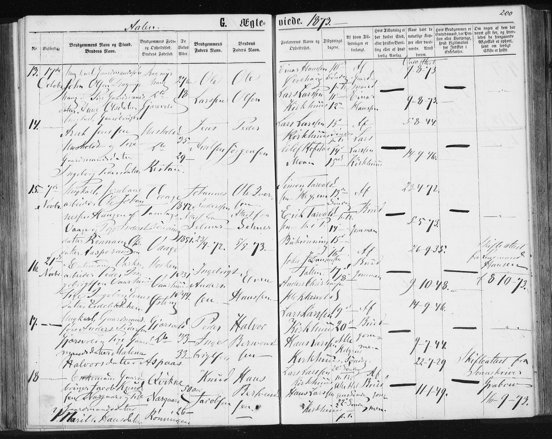 Ministerialprotokoller, klokkerbøker og fødselsregistre - Sør-Trøndelag, SAT/A-1456/685/L0971: Parish register (official) no. 685A08 /3, 1870-1879, p. 200