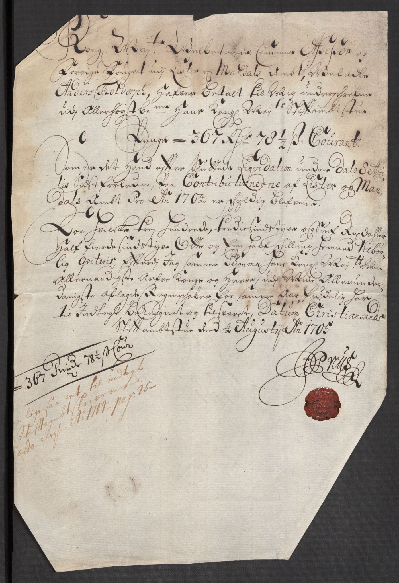 Rentekammeret inntil 1814, Reviderte regnskaper, Fogderegnskap, RA/EA-4092/R43/L2550: Fogderegnskap Lista og Mandal, 1703-1704, p. 462