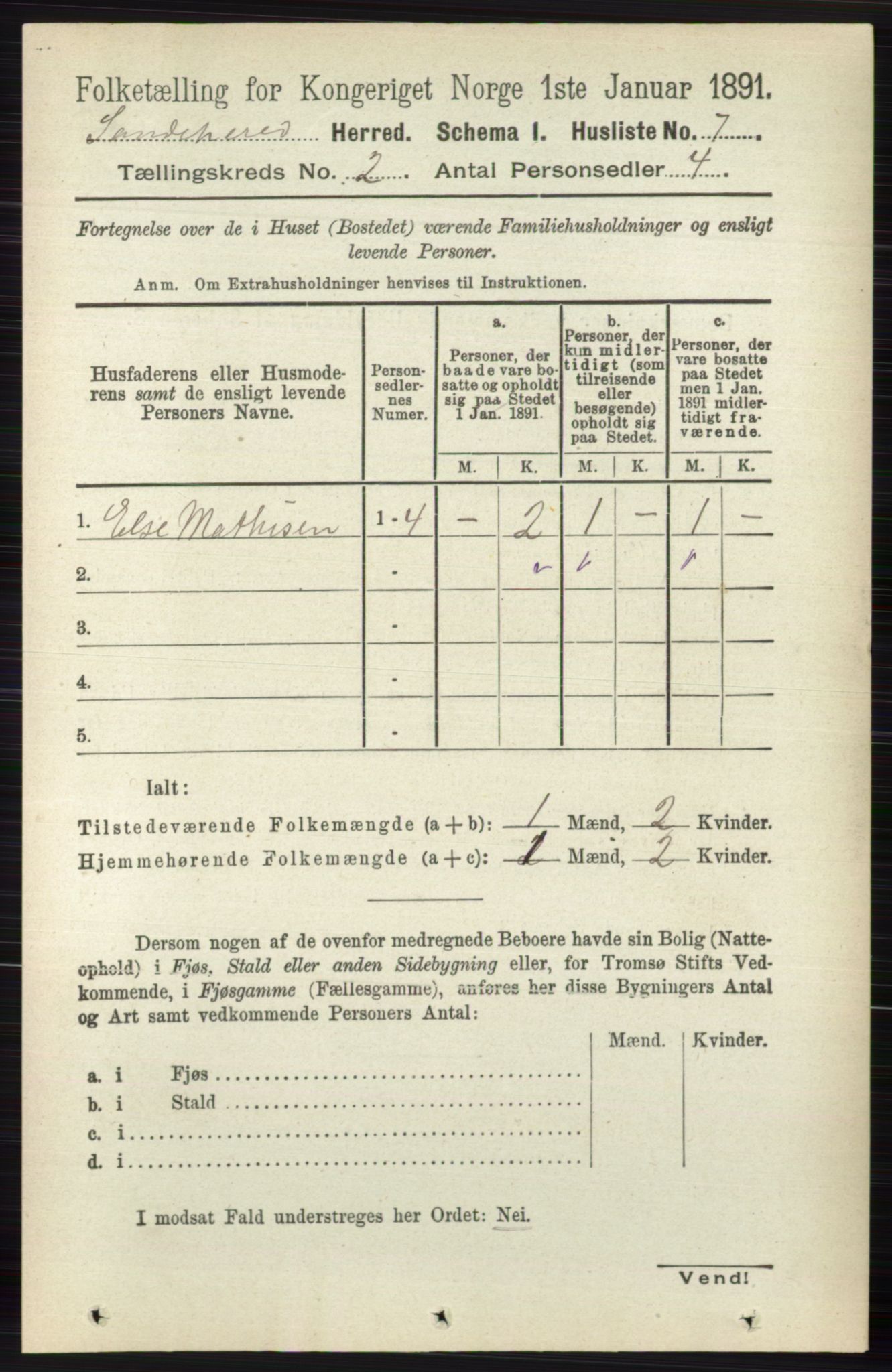 RA, 1891 census for 0724 Sandeherred, 1891, p. 871