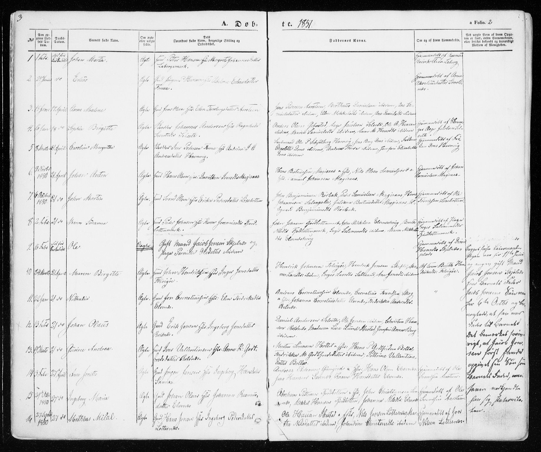 Ibestad sokneprestembete, SATØ/S-0077/H/Ha/Haa/L0008kirke: Parish register (official) no. 8, 1850-1859, p. 2