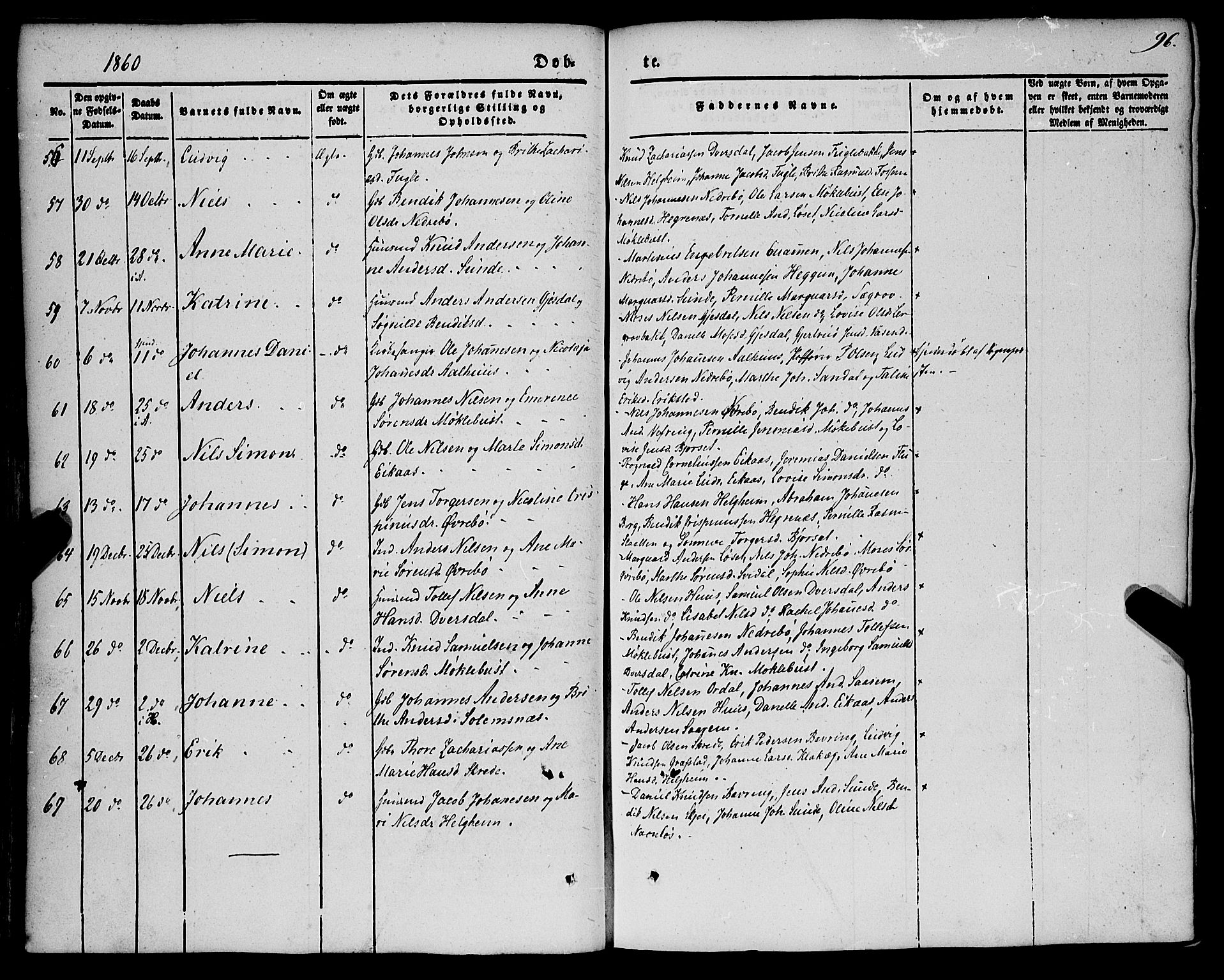 Jølster sokneprestembete, SAB/A-80701/H/Haa/Haaa/L0010: Parish register (official) no. A 10, 1847-1865, p. 96