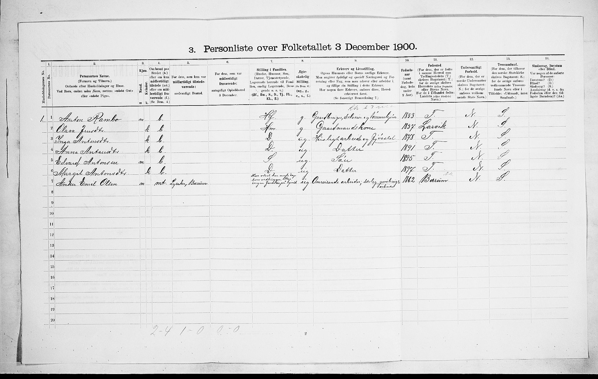 RA, 1900 census for Hedrum, 1900, p. 99