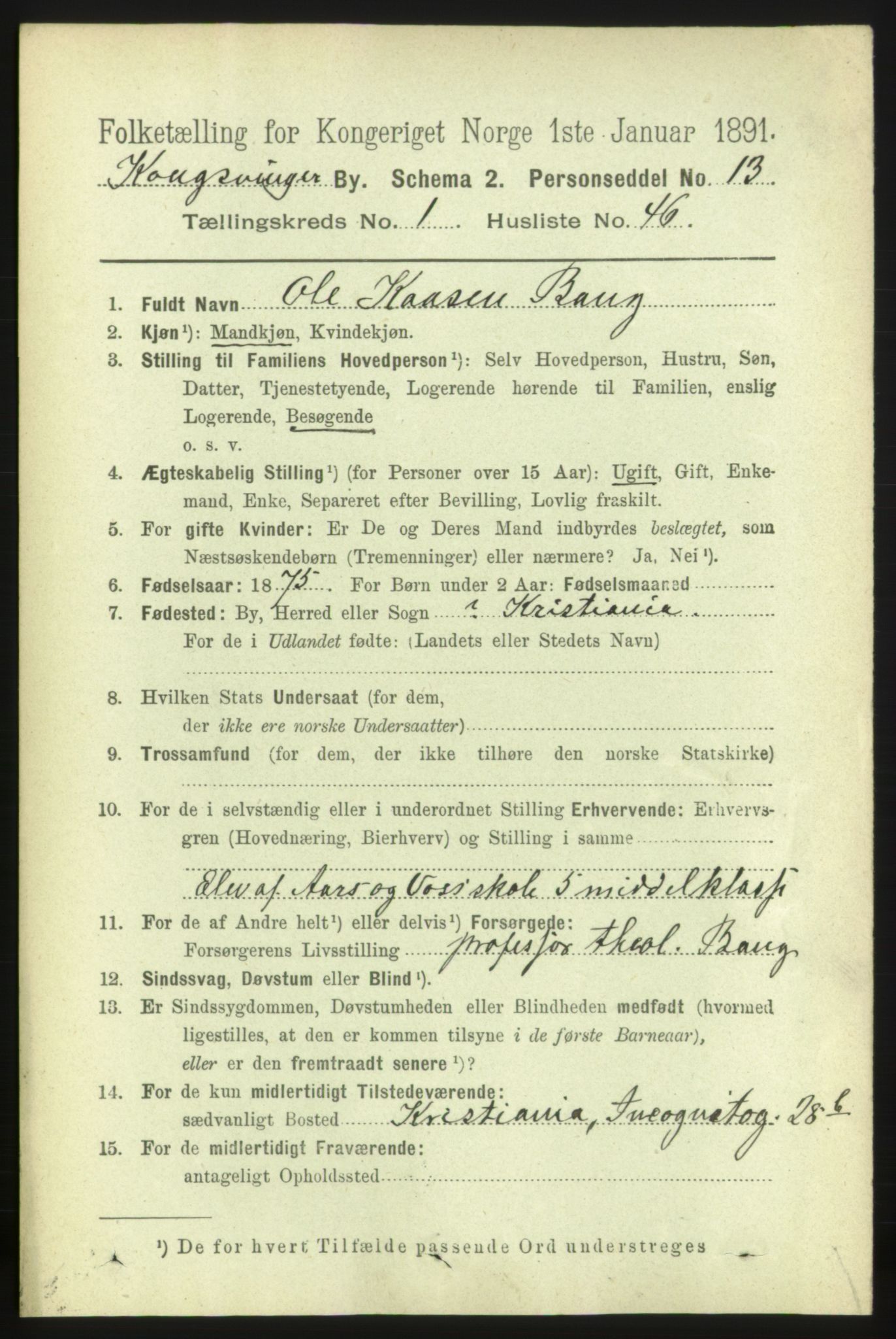 RA, 1891 census for 0402 Kongsvinger, 1891, p. 782