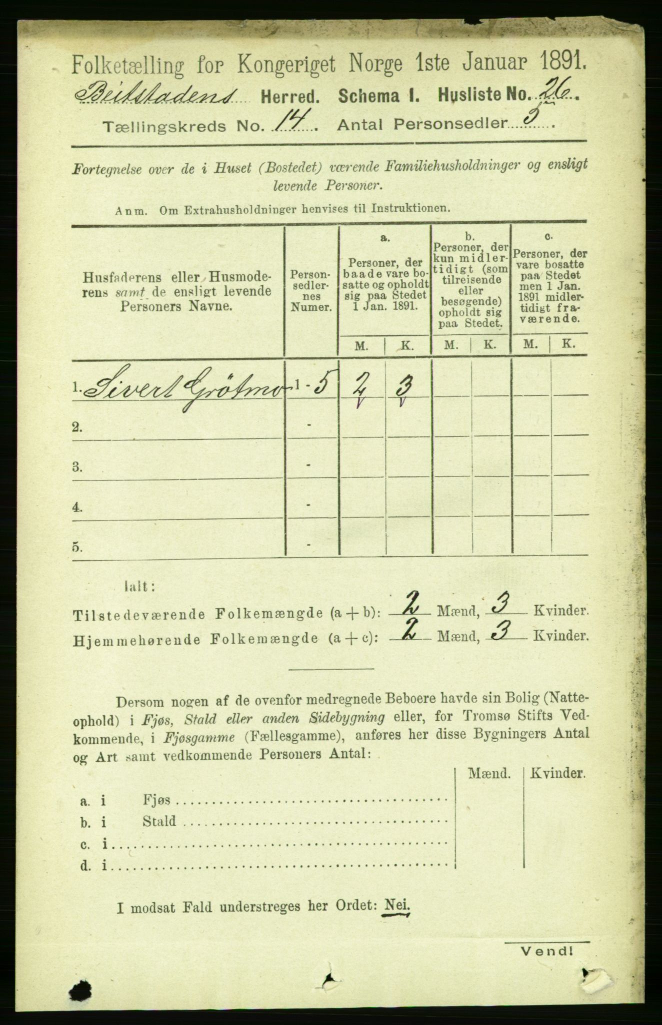 RA, 1891 census for 1727 Beitstad, 1891, p. 3846