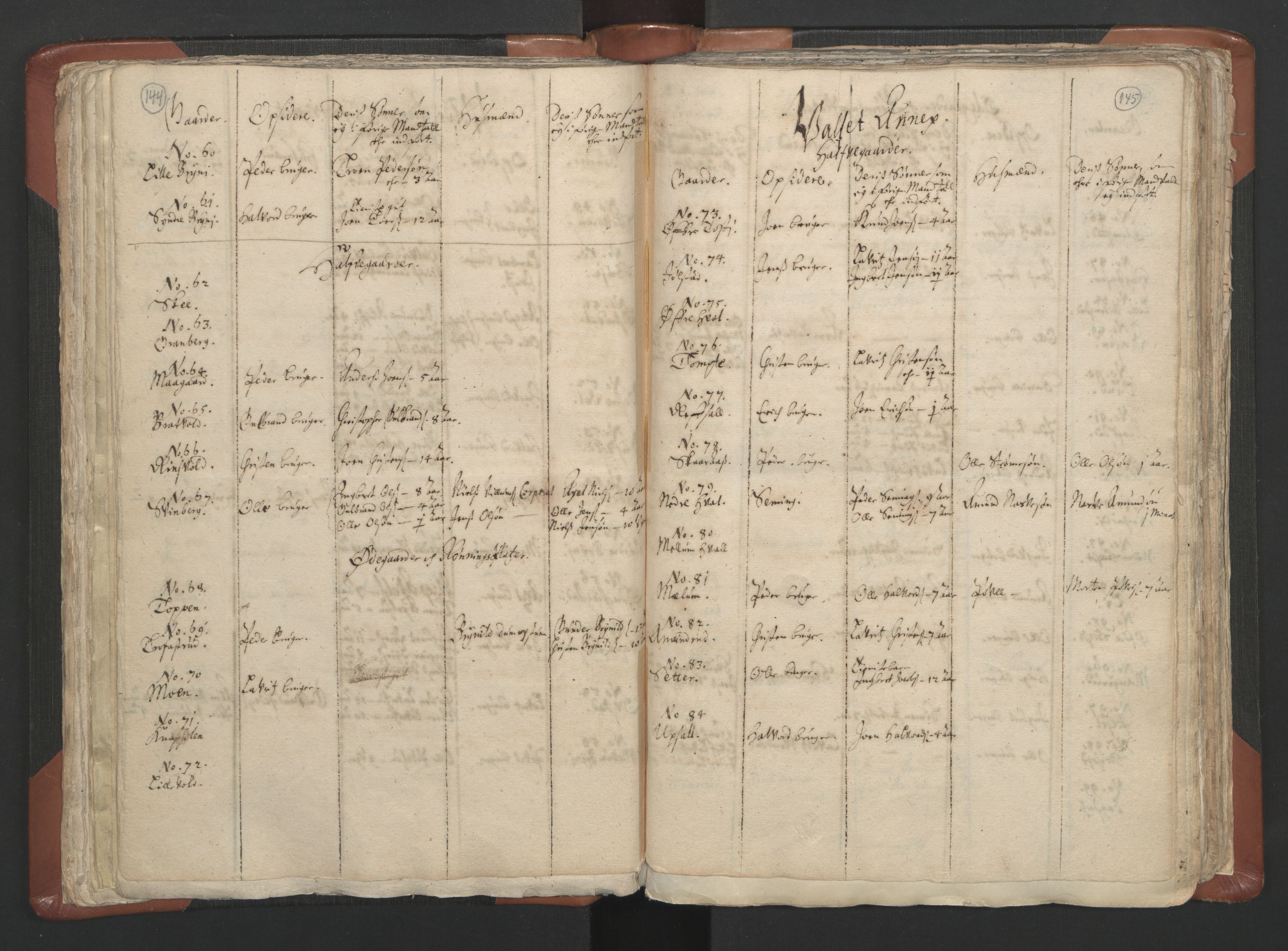 RA, Vicar's Census 1664-1666, no. 5: Hedmark deanery, 1664-1666, p. 144-145