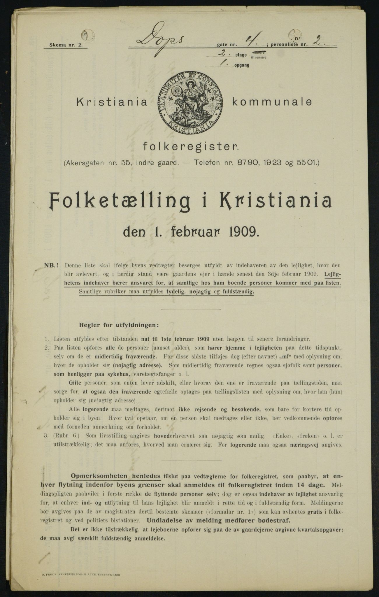 OBA, Municipal Census 1909 for Kristiania, 1909, p. 14506