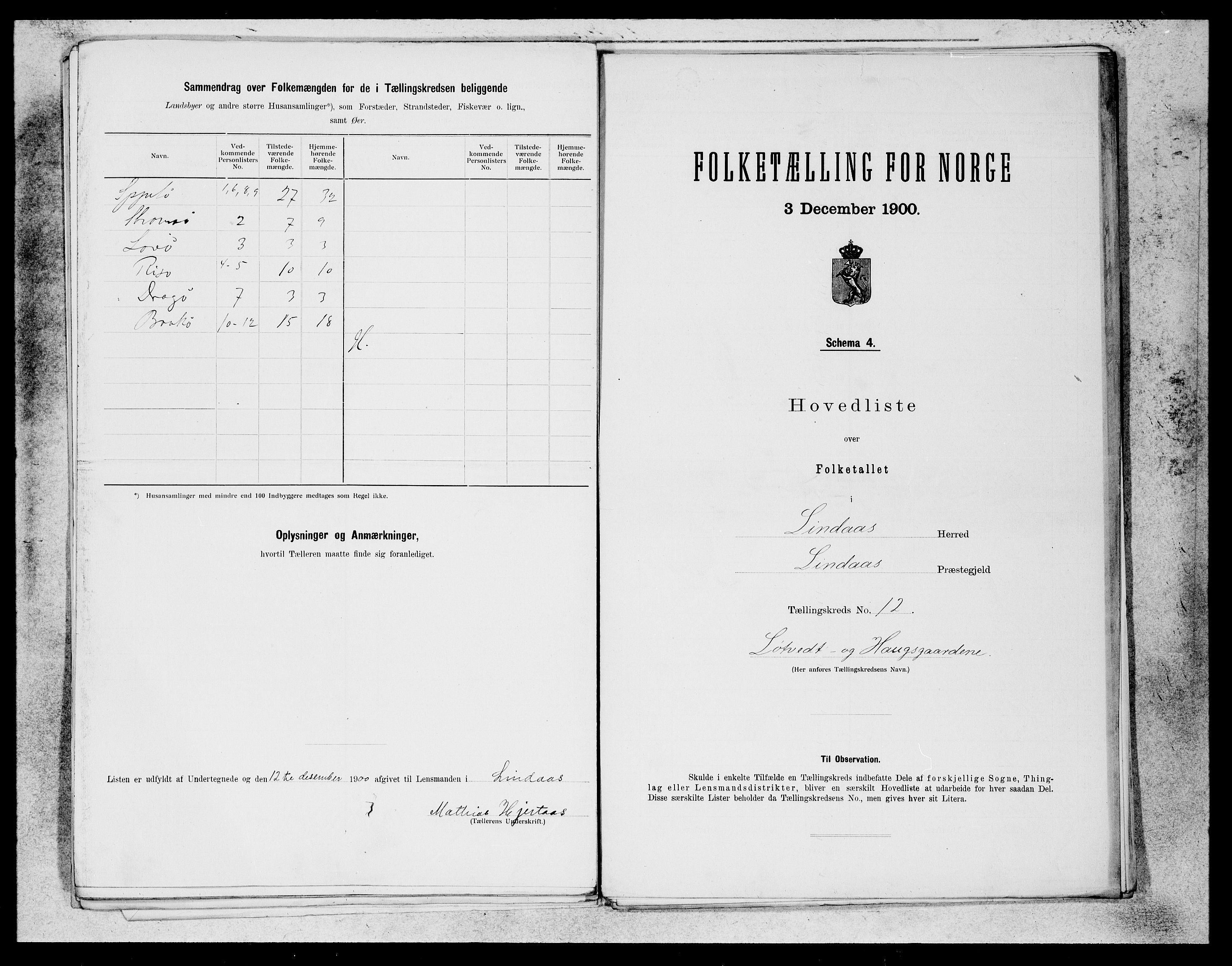 SAB, 1900 census for Lindås, 1900, p. 25