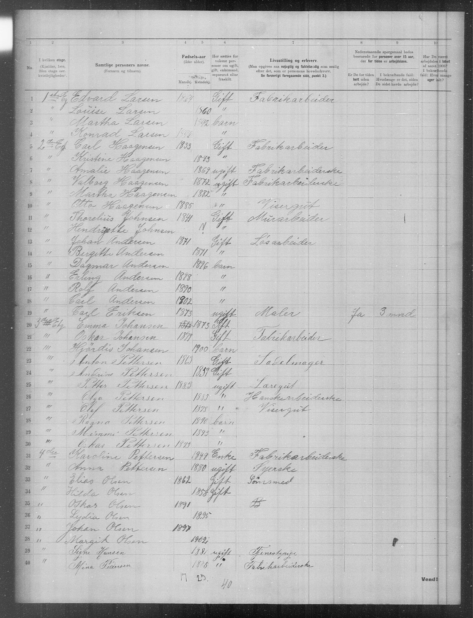 OBA, Municipal Census 1903 for Kristiania, 1903, p. 8019