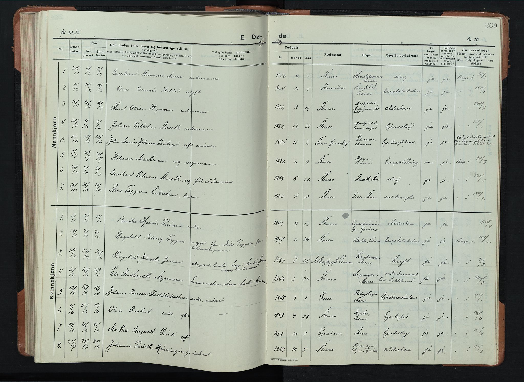 Åsnes prestekontor, SAH/PREST-042/H/Ha/Hab/L0008: Parish register (copy) no. 8, 1927-1942, p. 269