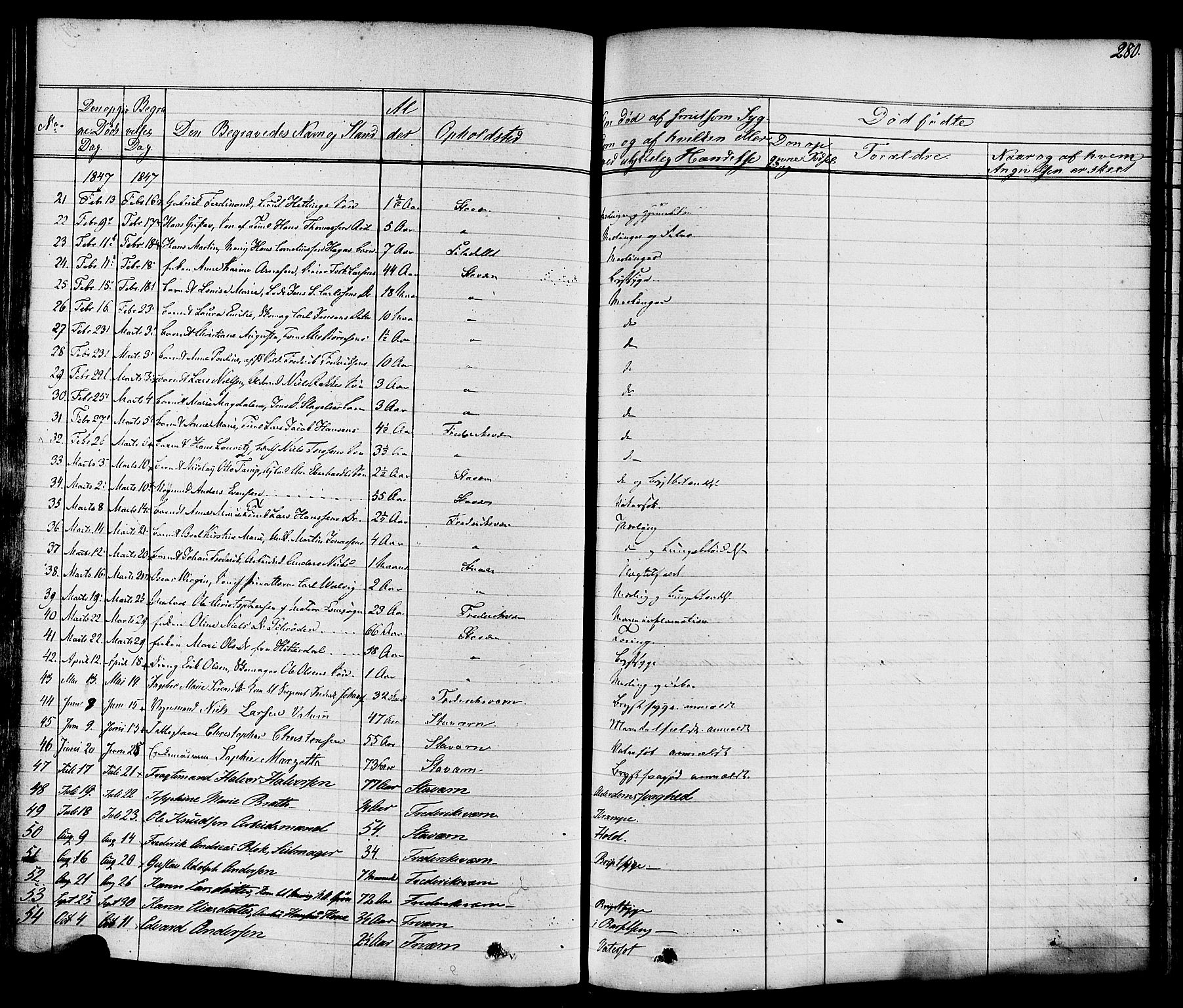 Stavern kirkebøker, AV/SAKO-A-318/F/Fa/L0007: Parish register (official) no. 7, 1840-1877, p. 280