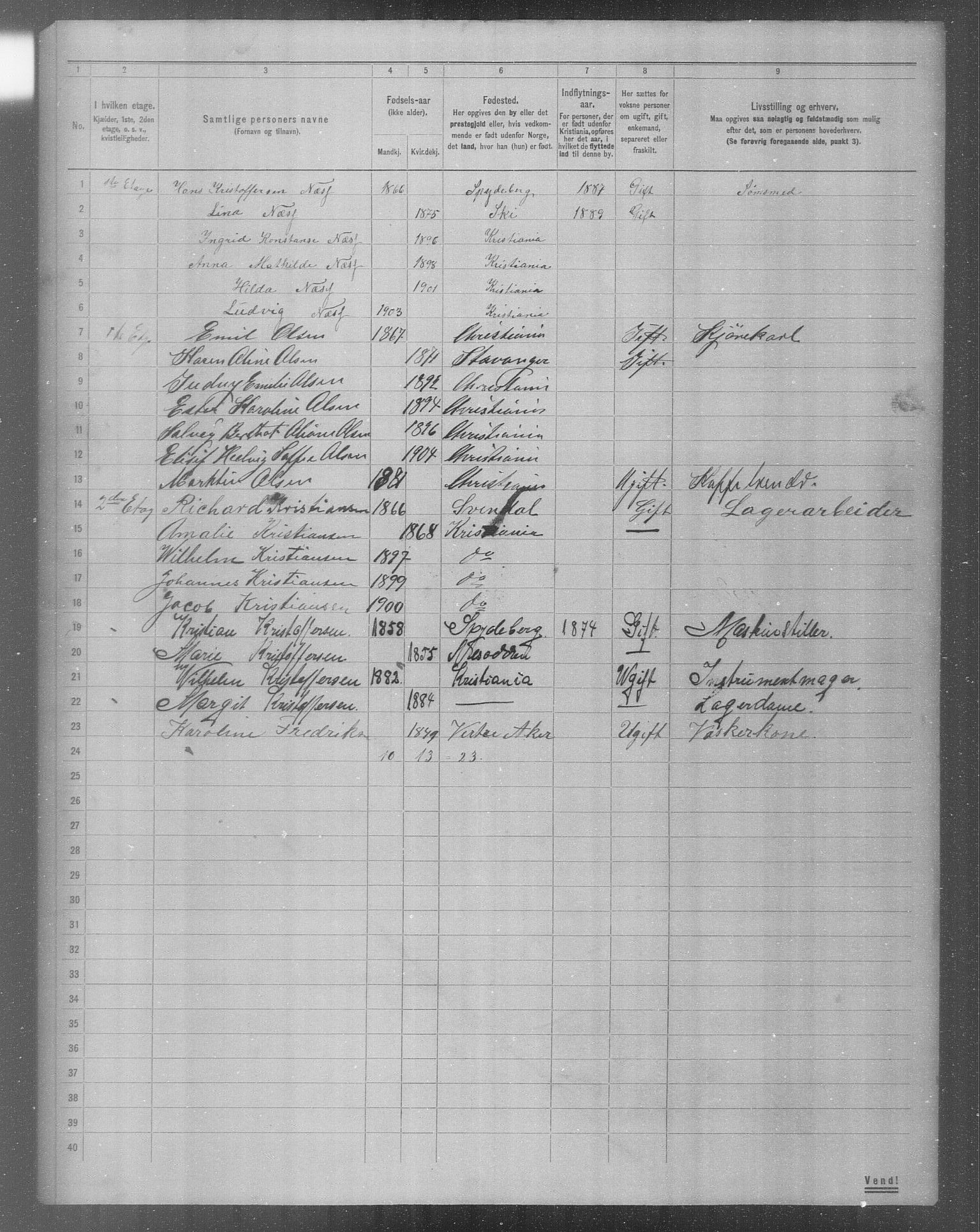 OBA, Municipal Census 1904 for Kristiania, 1904, p. 10041