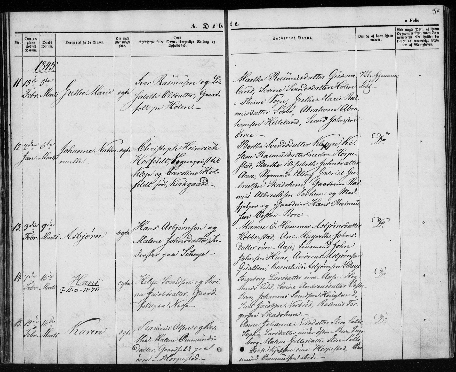 Klepp sokneprestkontor, AV/SAST-A-101803/001/3/30BA/L0004: Parish register (official) no. A 4, 1842-1852, p. 30