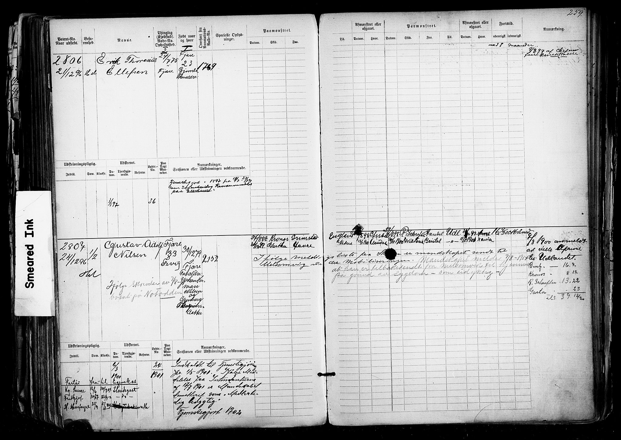 Grimstad mønstringskrets, AV/SAK-2031-0013/F/Fb/L0012: Hovedrulle nr 2291-3051, V-25, 1889-1900, p. 276