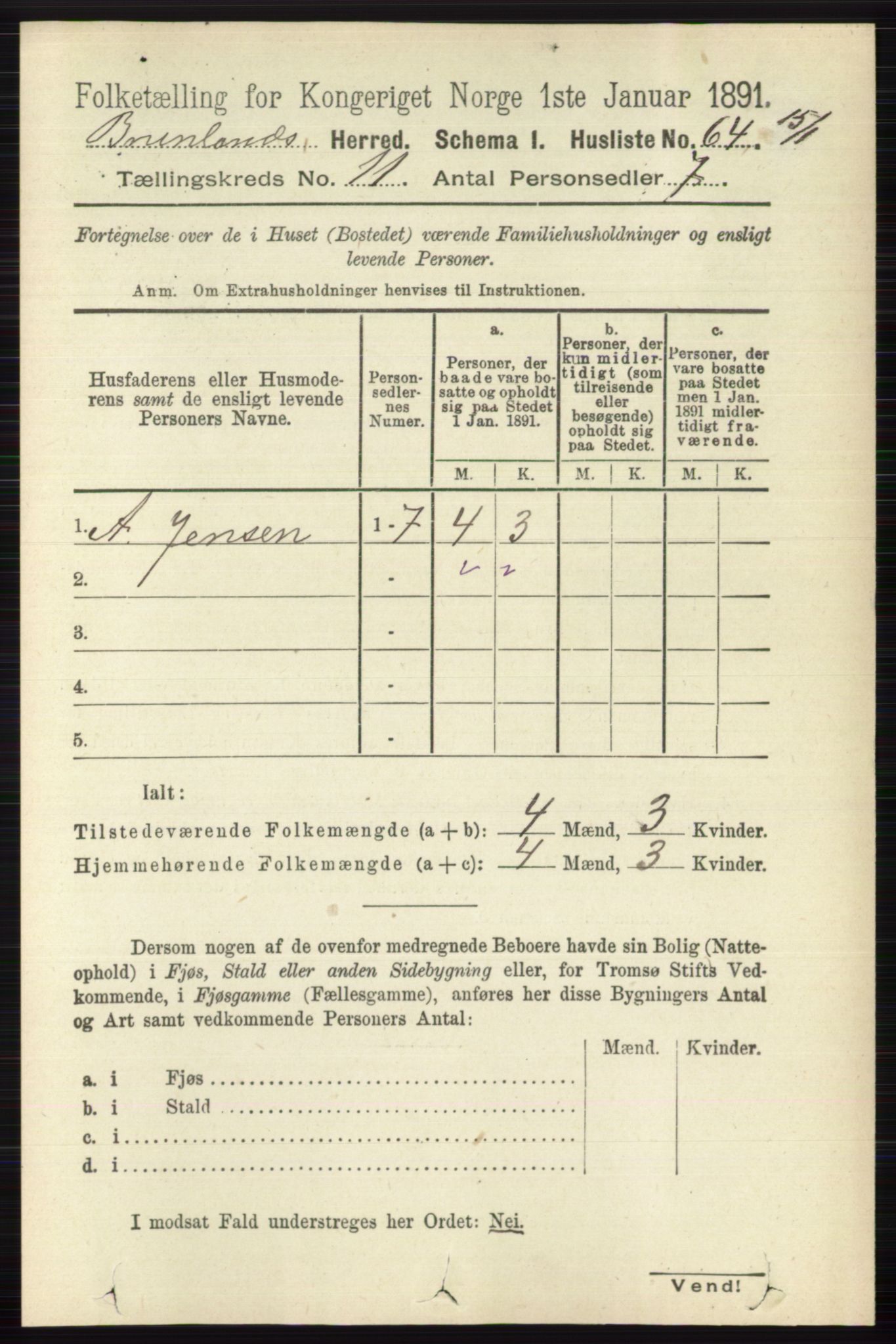 RA, 1891 census for 0726 Brunlanes, 1891, p. 5355