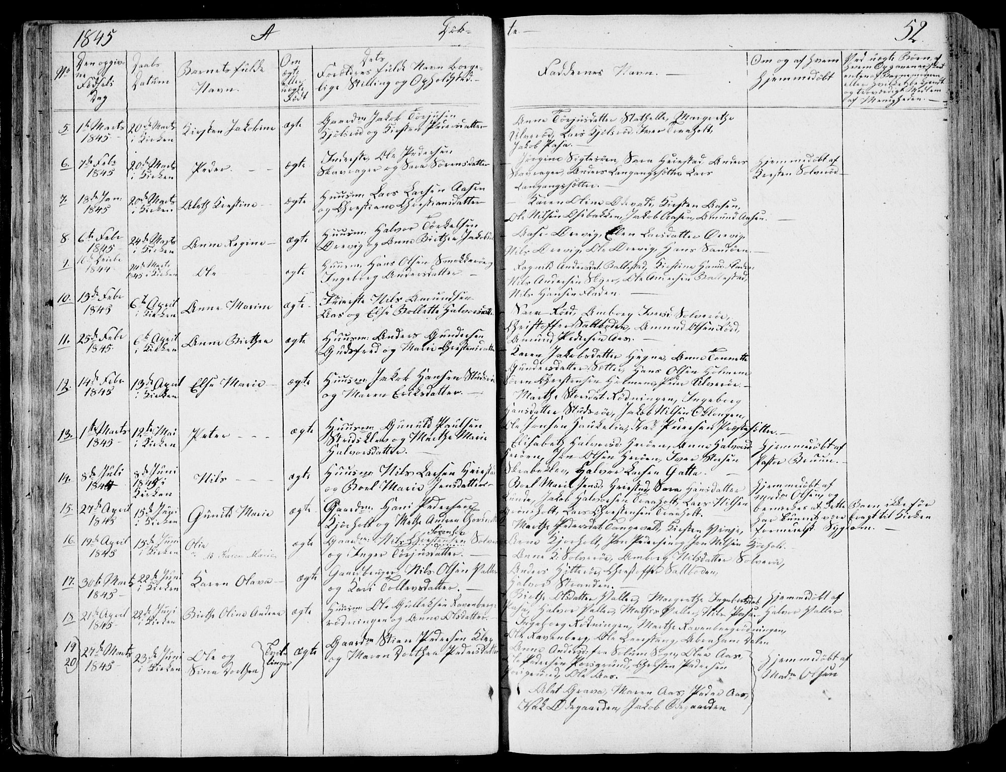 Eidanger kirkebøker, SAKO/A-261/F/Fa/L0008: Parish register (official) no. 8, 1831-1858, p. 52