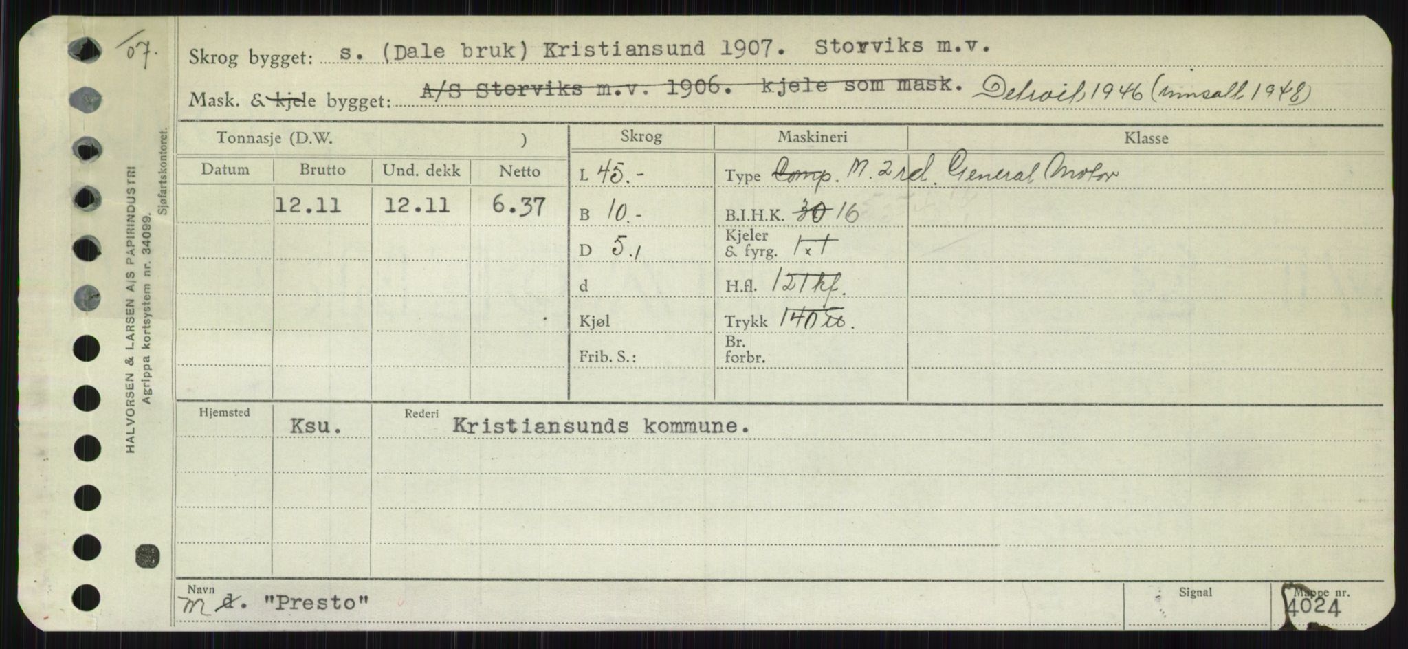 Sjøfartsdirektoratet med forløpere, Skipsmålingen, AV/RA-S-1627/H/Ha/L0004/0002: Fartøy, Mas-R / Fartøy, Odin-R, p. 417