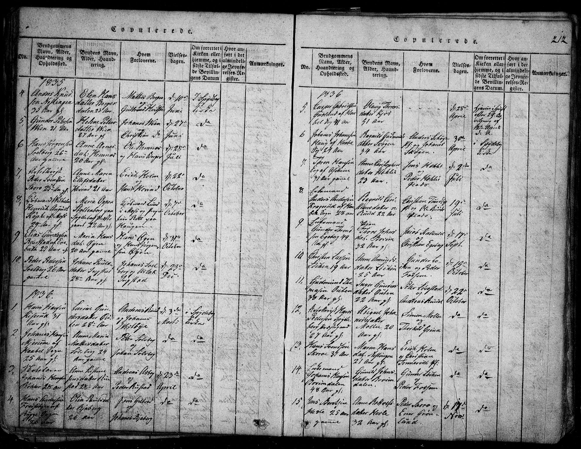 Spydeberg prestekontor Kirkebøker, AV/SAO-A-10924/G/Ga/L0001: Parish register (copy) no. I 1, 1814-1868, p. 212
