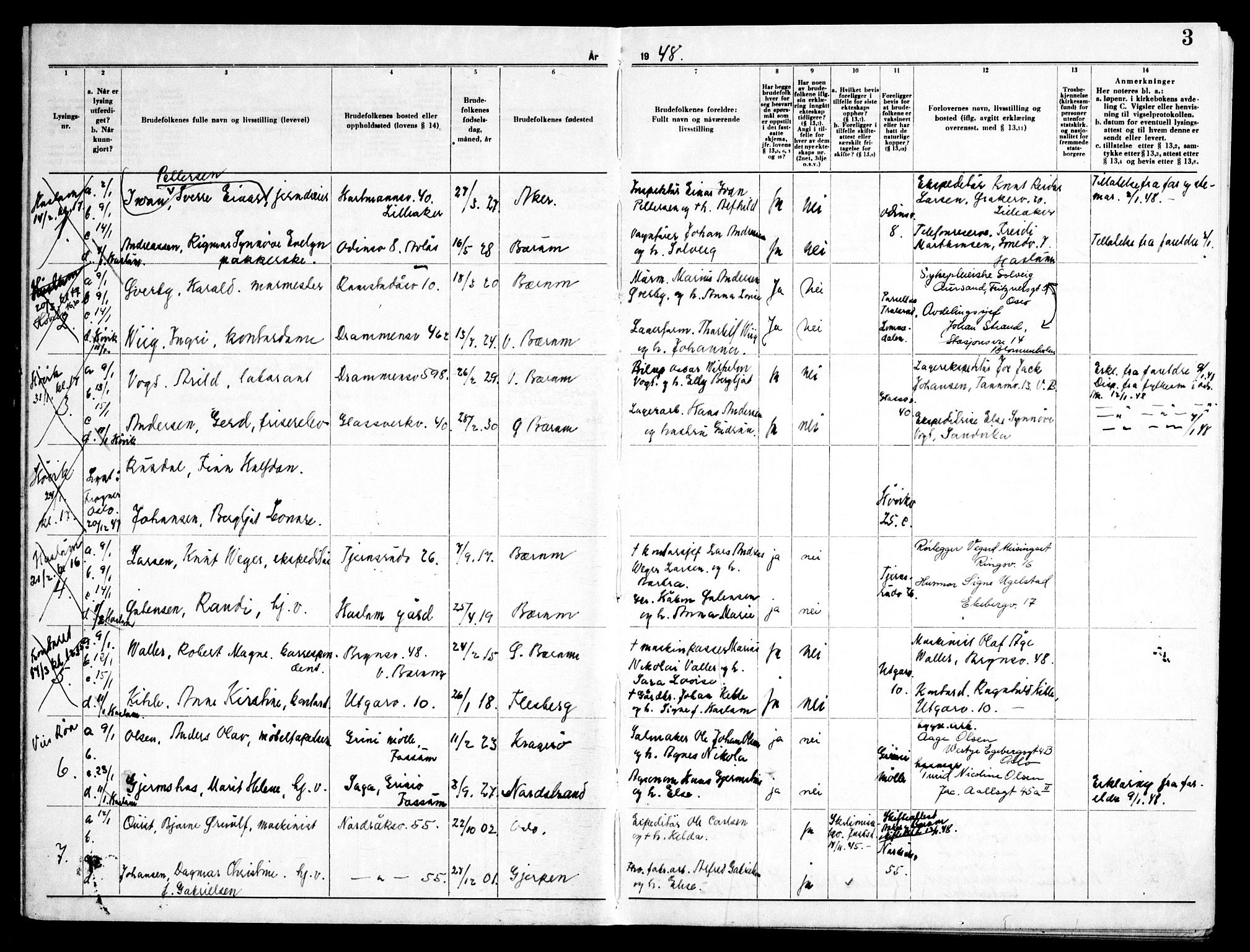 Østre Bærum prestekontor Kirkebøker, AV/SAO-A-10887/H/Ha/L0004: Banns register no. 4, 1947-1952, p. 3