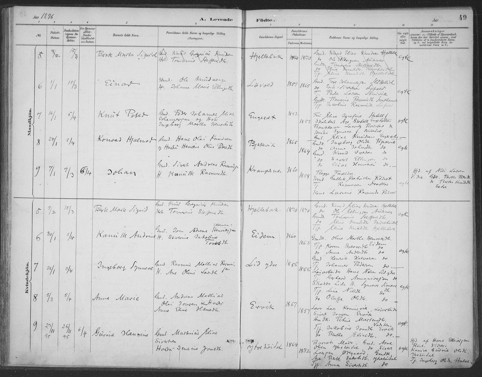 Ministerialprotokoller, klokkerbøker og fødselsregistre - Møre og Romsdal, AV/SAT-A-1454/511/L0142: Parish register (official) no. 511A09, 1891-1905, p. 49