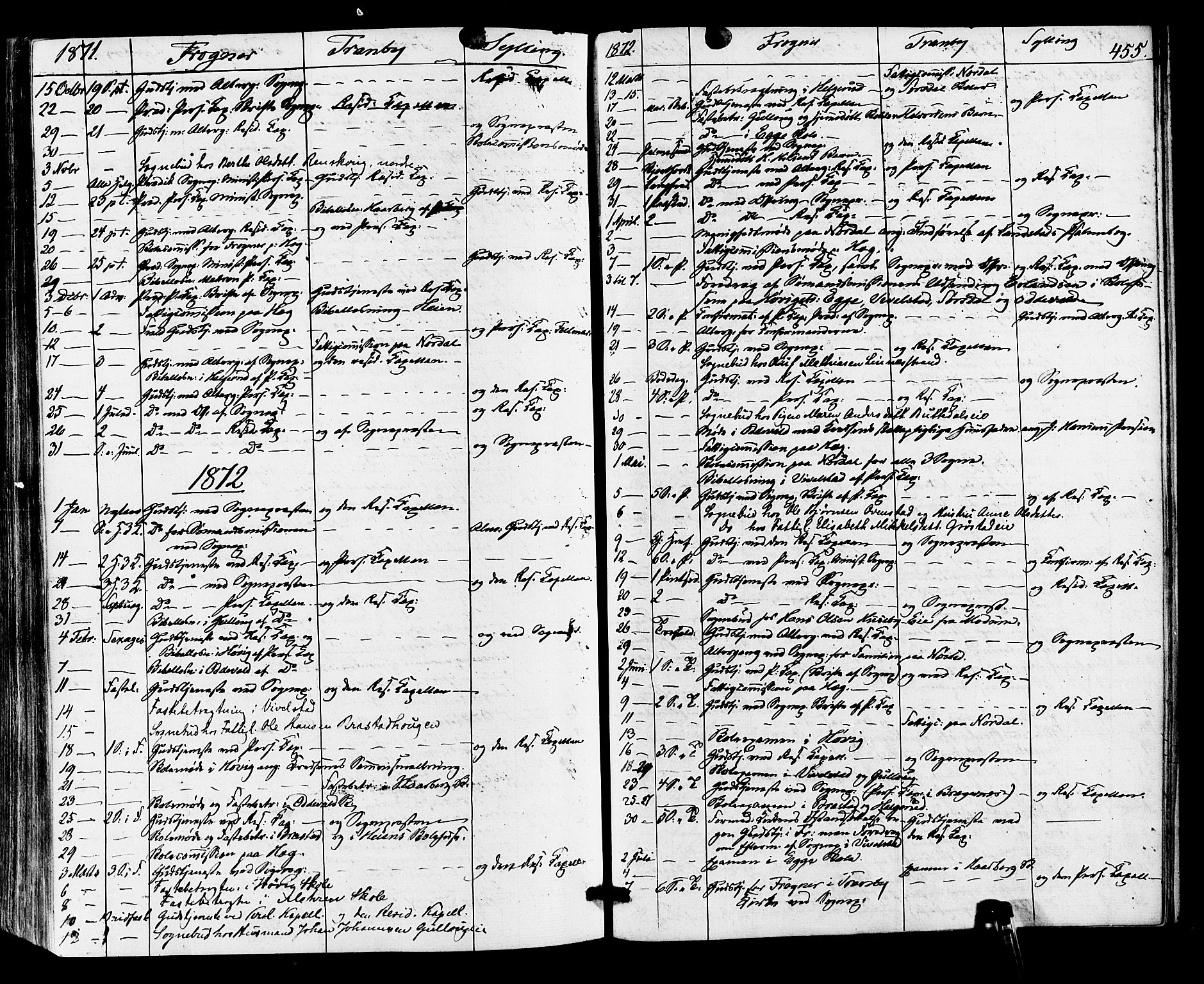 Lier kirkebøker, SAKO/A-230/F/Fa/L0013: Parish register (official) no. I 13, 1865-1874, p. 455
