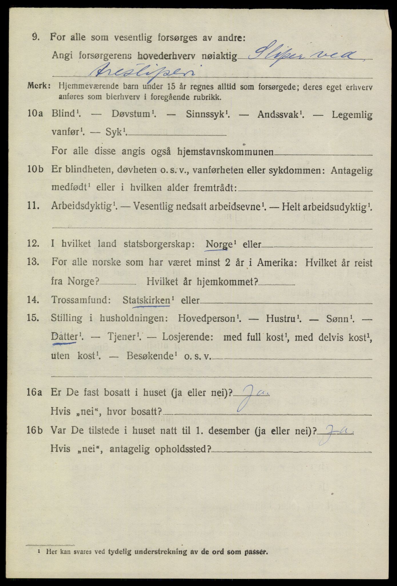 SAKO, 1920 census for Sannidal, 1920, p. 3336