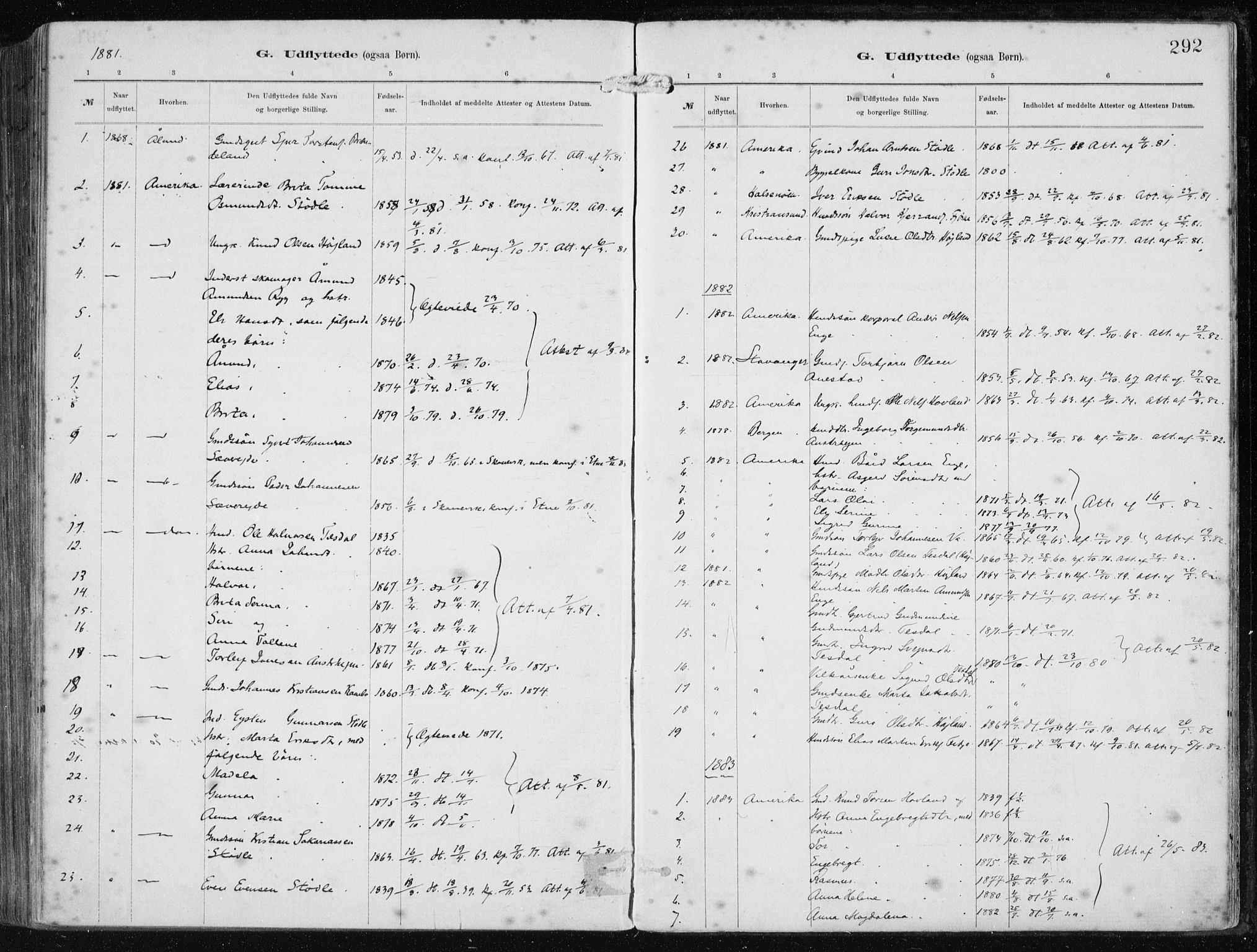 Etne sokneprestembete, SAB/A-75001/H/Haa: Parish register (official) no. B  1, 1879-1919, p. 292