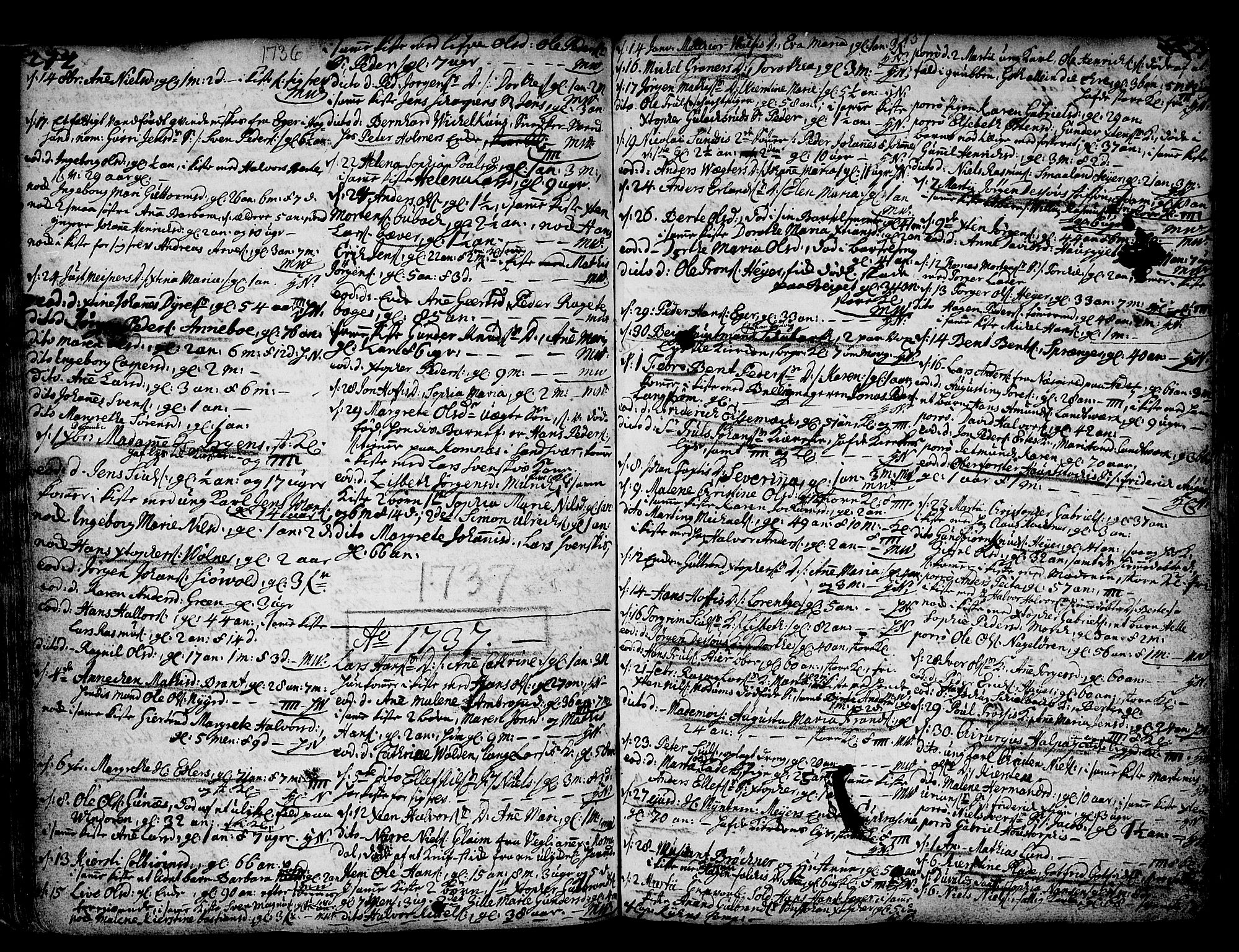 Kongsberg kirkebøker, SAKO/A-22/F/Fa/L0002: Parish register (official) no. I 2, 1721-1743, p. 274-275