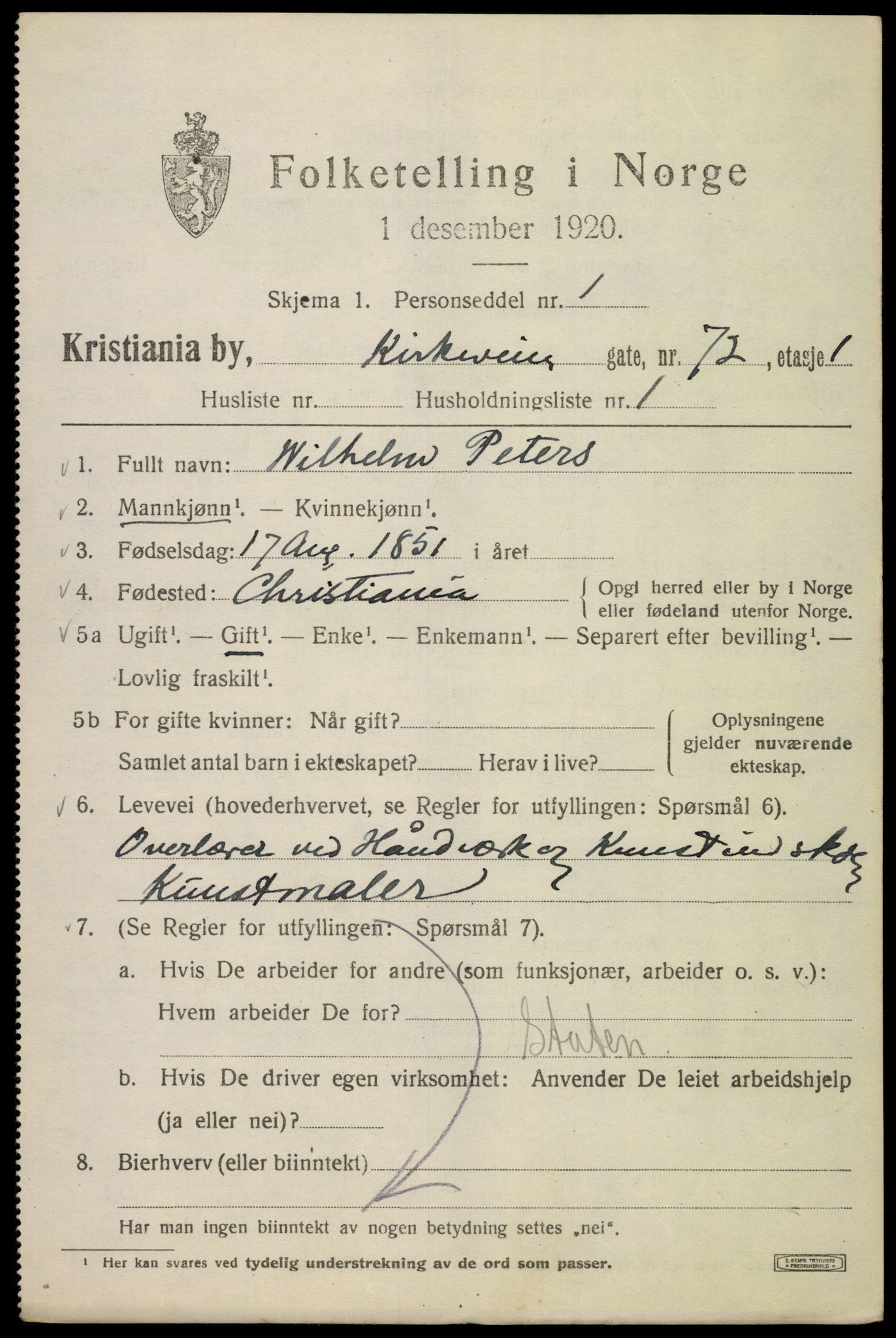 SAO, 1920 census for Kristiania, 1920, p. 339649