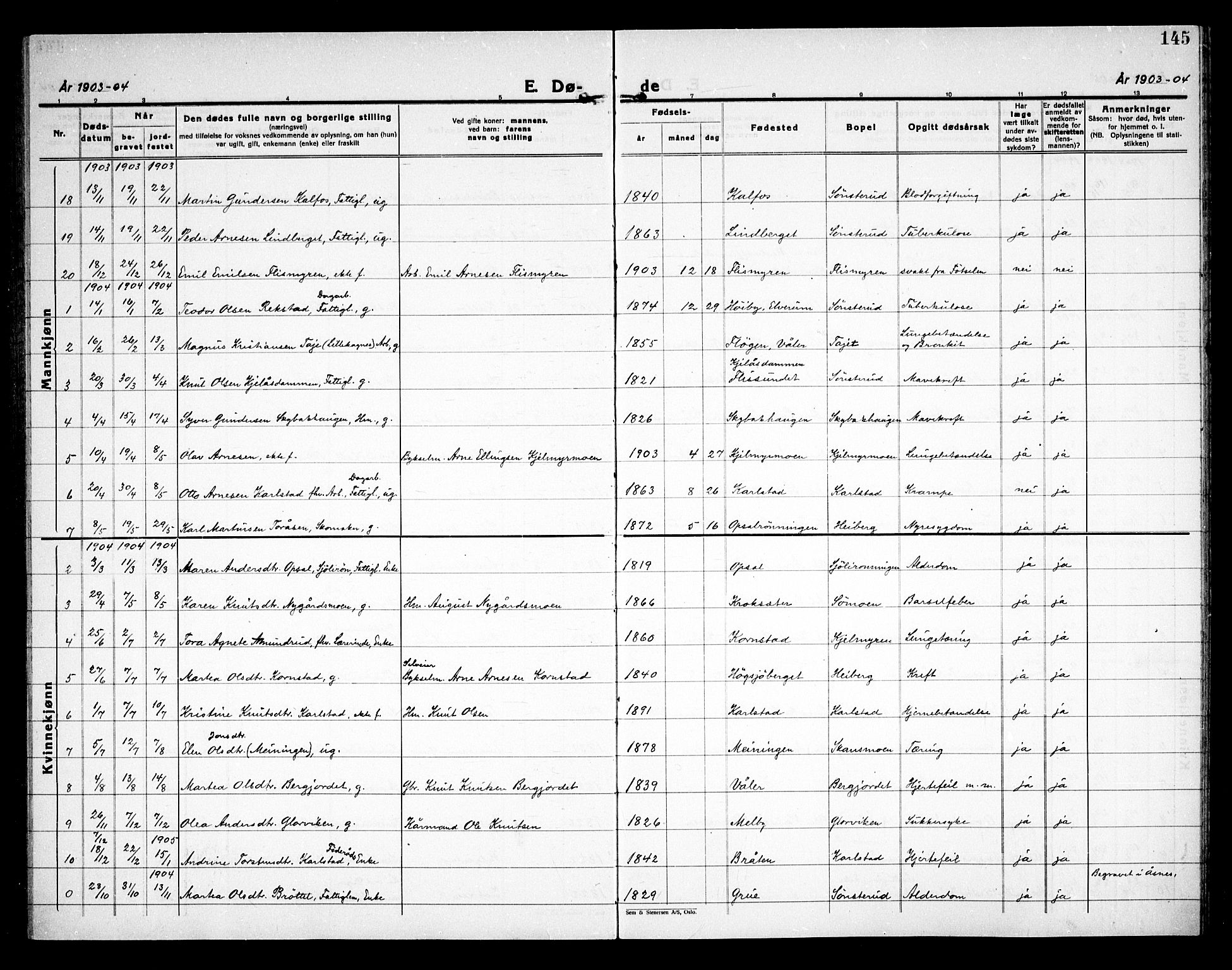 Åsnes prestekontor, SAH/PREST-042/H/Ha/Haa/L0000D: Parish register (official) no. 0B, 1890-1929, p. 145