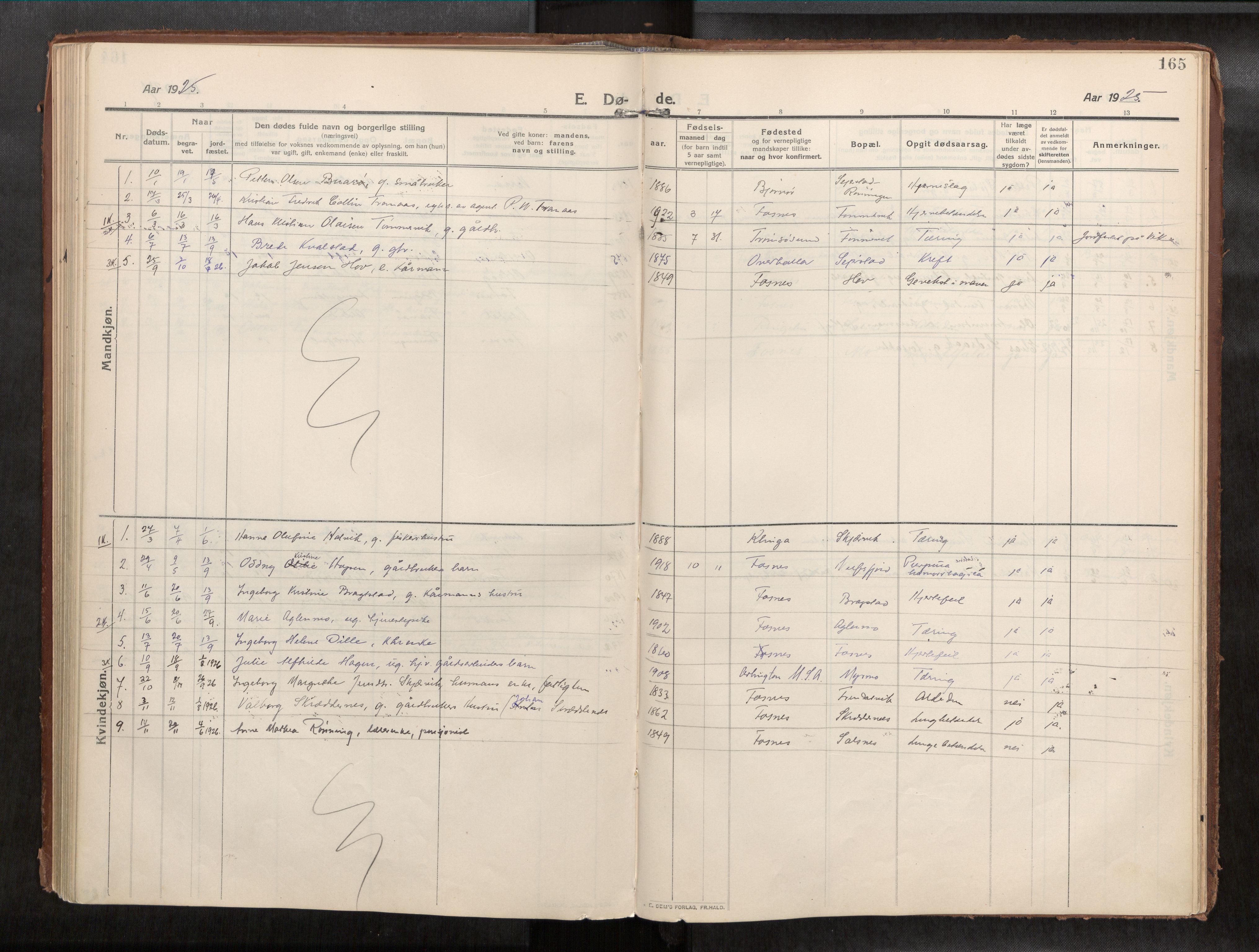 Ministerialprotokoller, klokkerbøker og fødselsregistre - Nord-Trøndelag, SAT/A-1458/773/L0624a: Parish register (official) no. 773A16, 1910-1936, p. 165