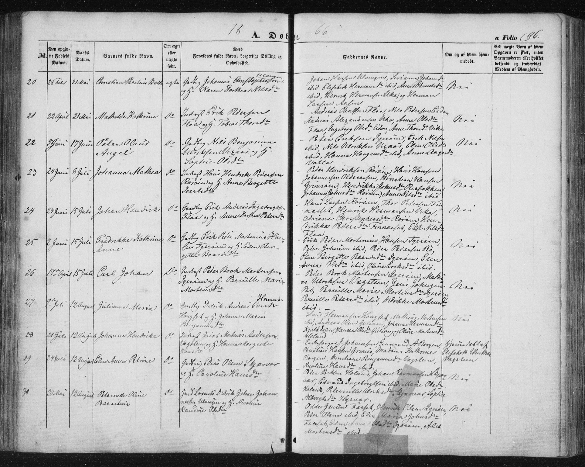 Ministerialprotokoller, klokkerbøker og fødselsregistre - Nordland, AV/SAT-A-1459/816/L0240: Parish register (official) no. 816A06, 1846-1870, p. 96