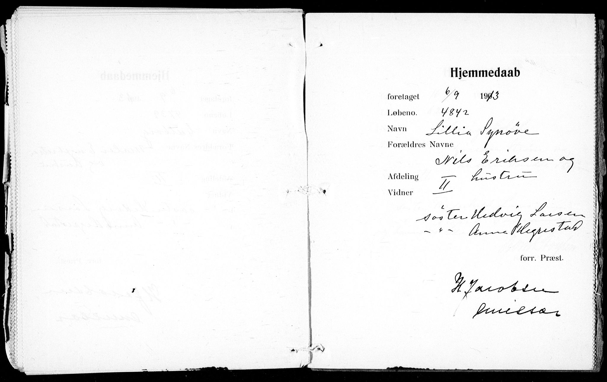 Ullevål sykehus prestekontor Kirkebøker, AV/SAO-A-10542a/K/Ka/L0001: Baptism register no. 1, 1906-1914