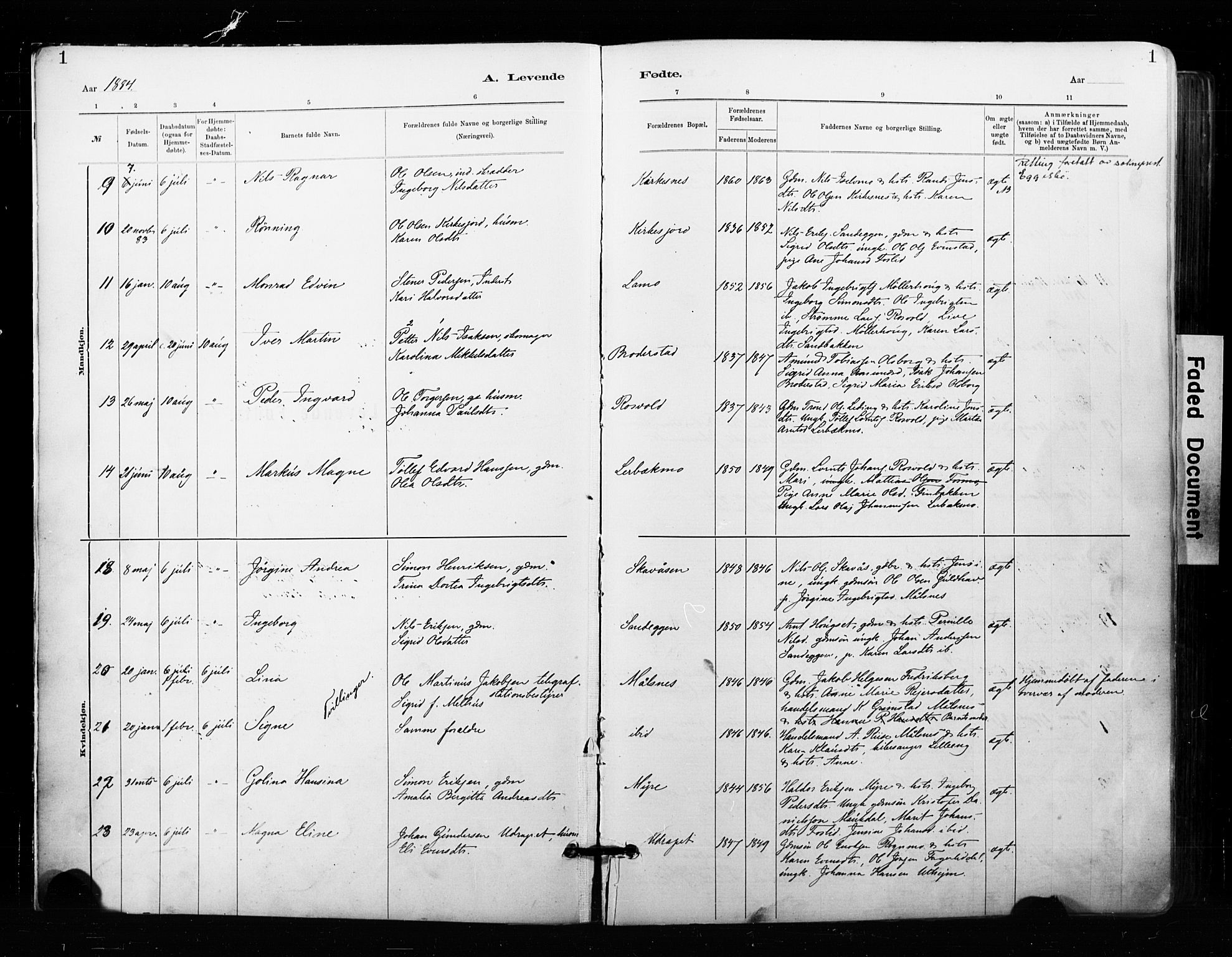 Målselv sokneprestembete, SATØ/S-1311/G/Ga/Gaa/L0007kirke: Parish register (official) no. 7, 1884-1903, p. 1