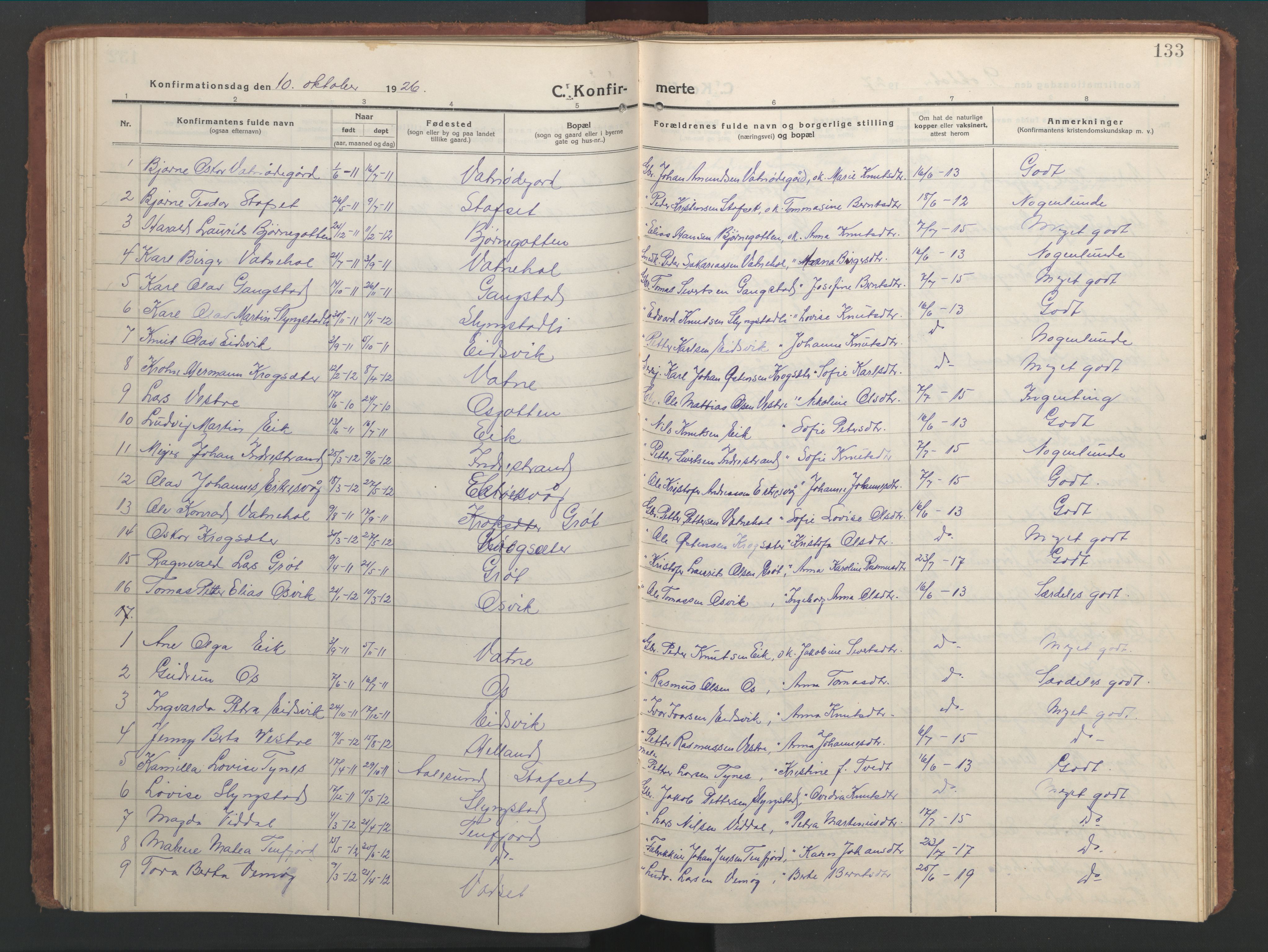 Ministerialprotokoller, klokkerbøker og fødselsregistre - Møre og Romsdal, SAT/A-1454/525/L0378: Parish register (copy) no. 525C04, 1915-1947, p. 133