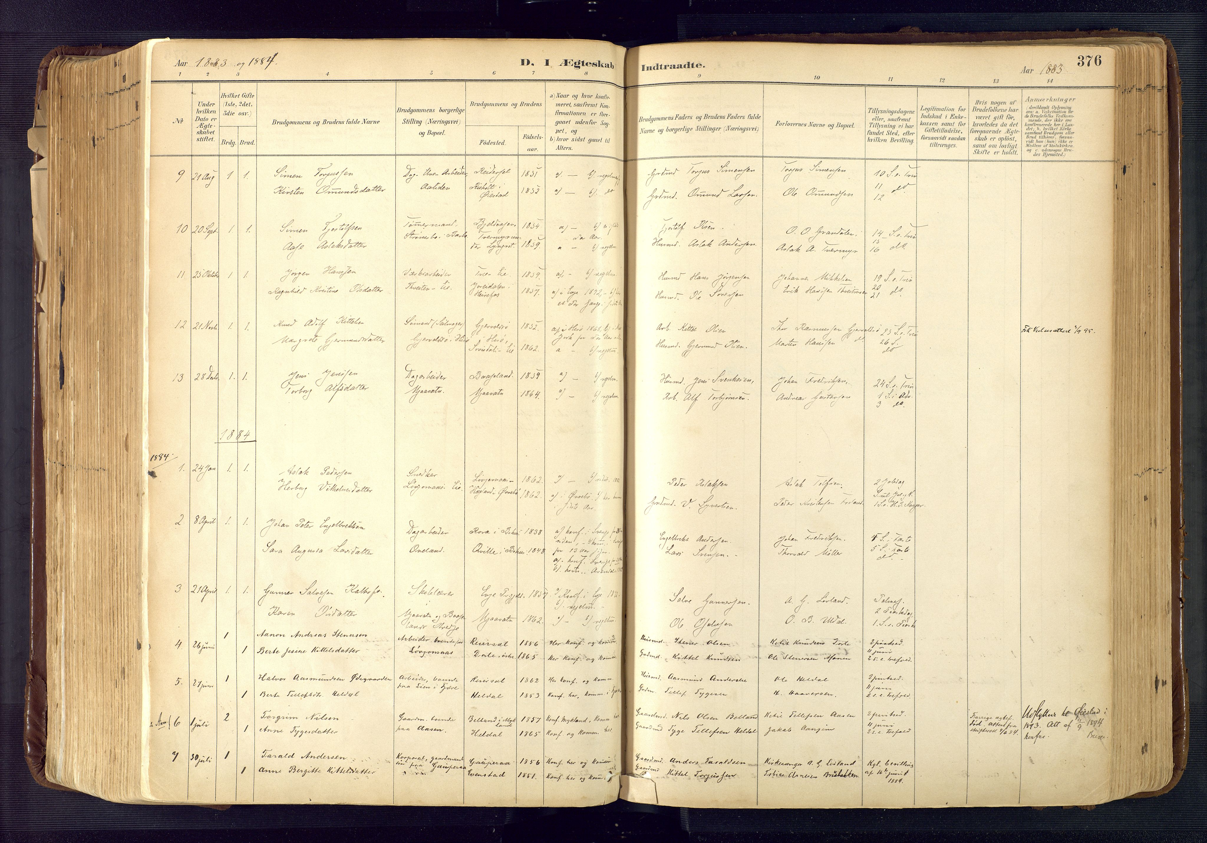 Froland sokneprestkontor, SAK/1111-0013/F/Fa/L0005: Parish register (official) no. A 5, 1882-1921, p. 376