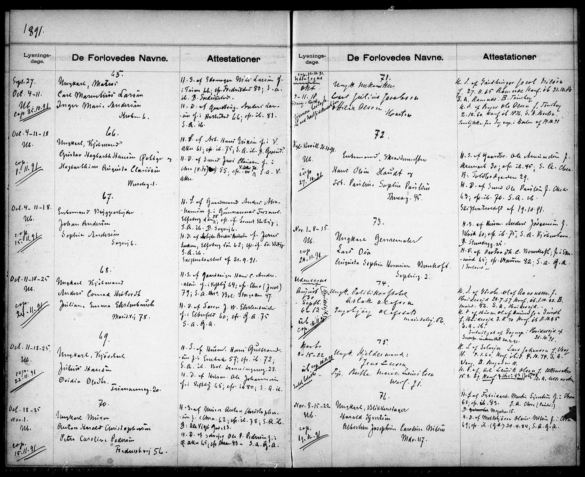 Gamle Aker prestekontor Kirkebøker, AV/SAO-A-10617a/H/L0002: Banns register no. 2, 1890-1900