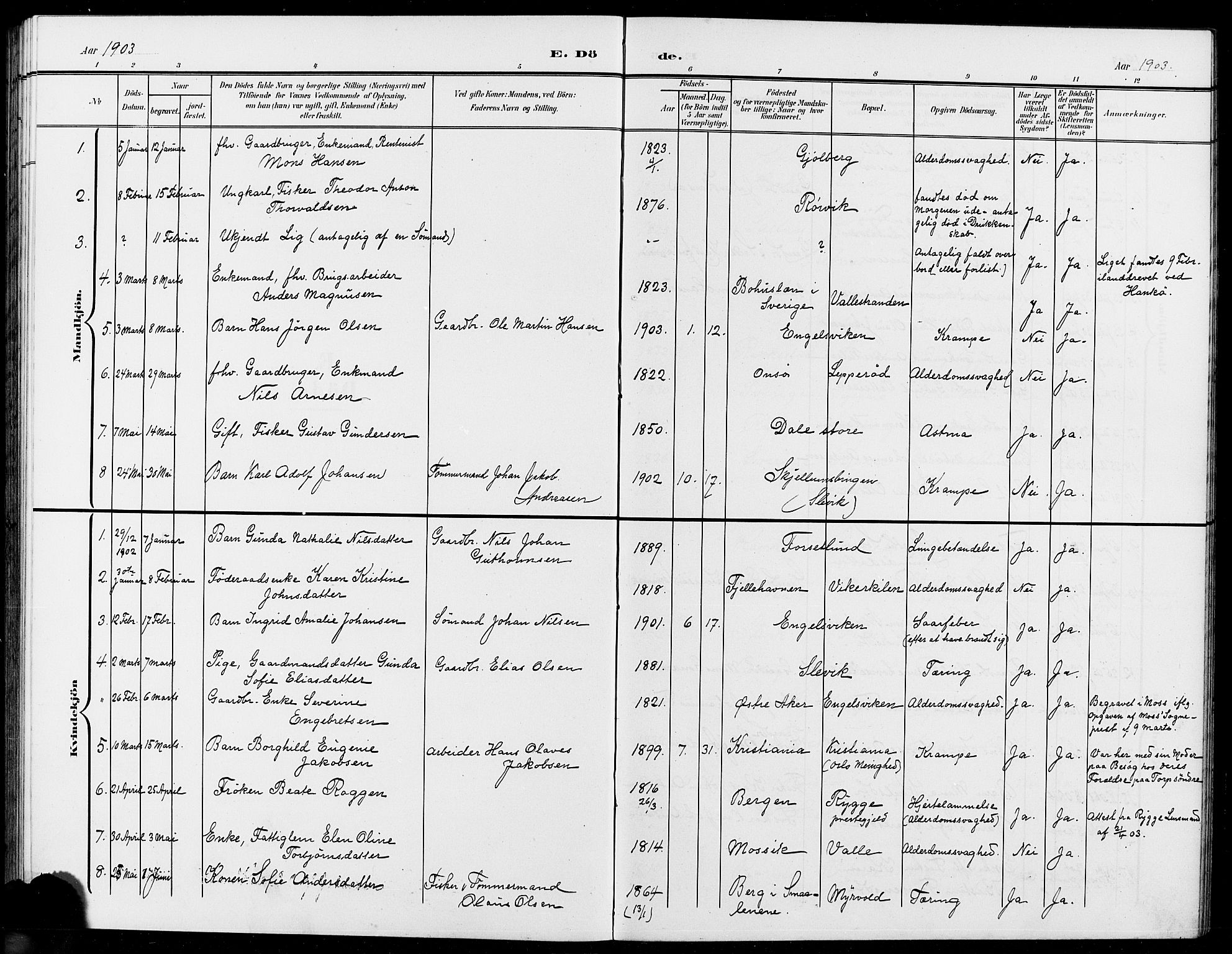 Onsøy prestekontor Kirkebøker, AV/SAO-A-10914/G/Ga/L0002: Parish register (copy) no. I 2, 1903-1909