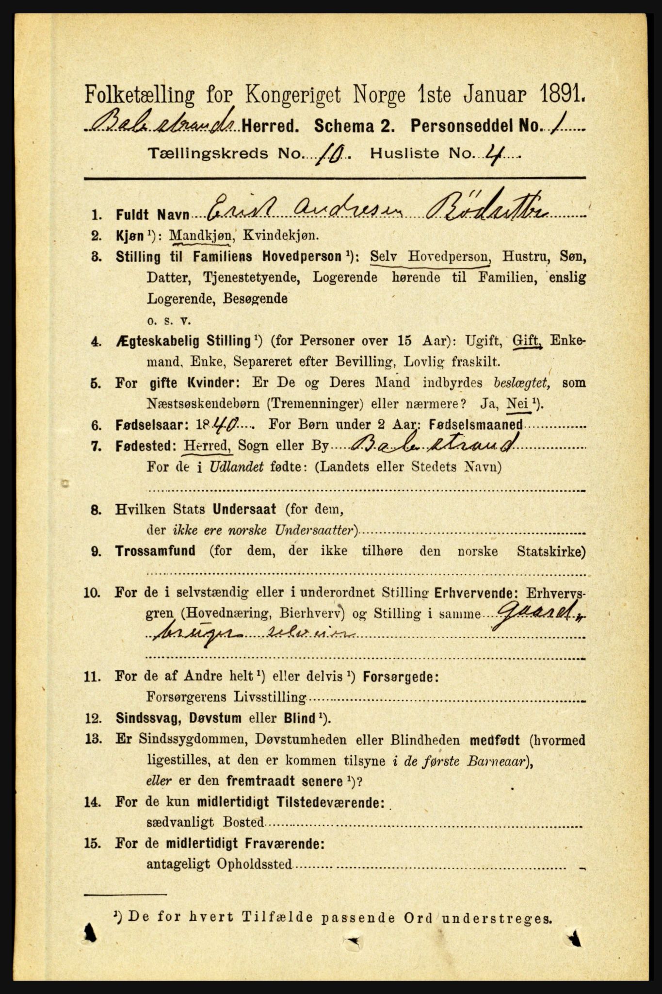 RA, 1891 census for 1418 Balestrand, 1891, p. 2266