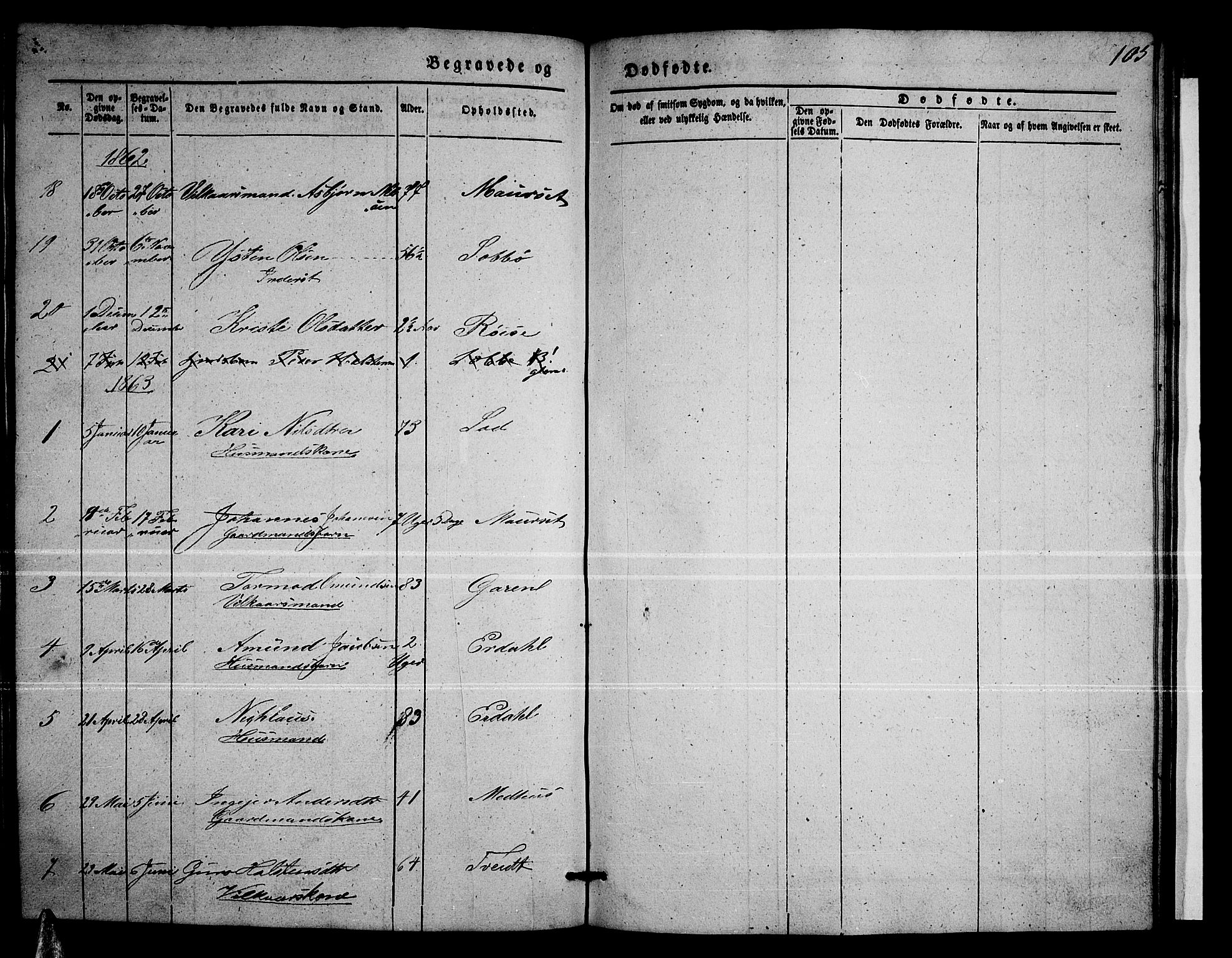 Ullensvang sokneprestembete, SAB/A-78701/H/Hab: Parish register (copy) no. C 1, 1855-1871, p. 105