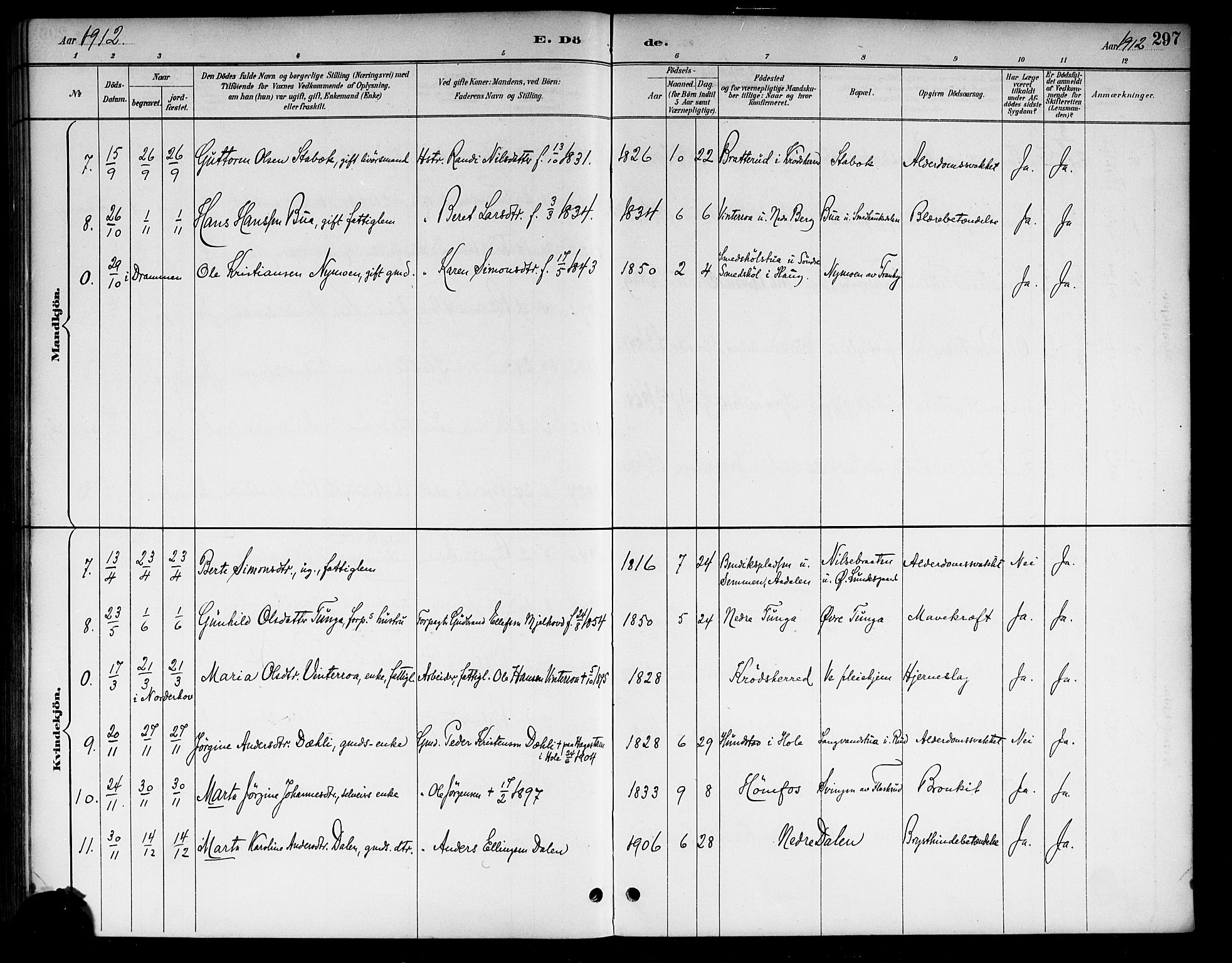 Lunder kirkebøker, AV/SAKO-A-629/G/Ga/L0004: Parish register (copy) no. I 4, 1889-1917, p. 297