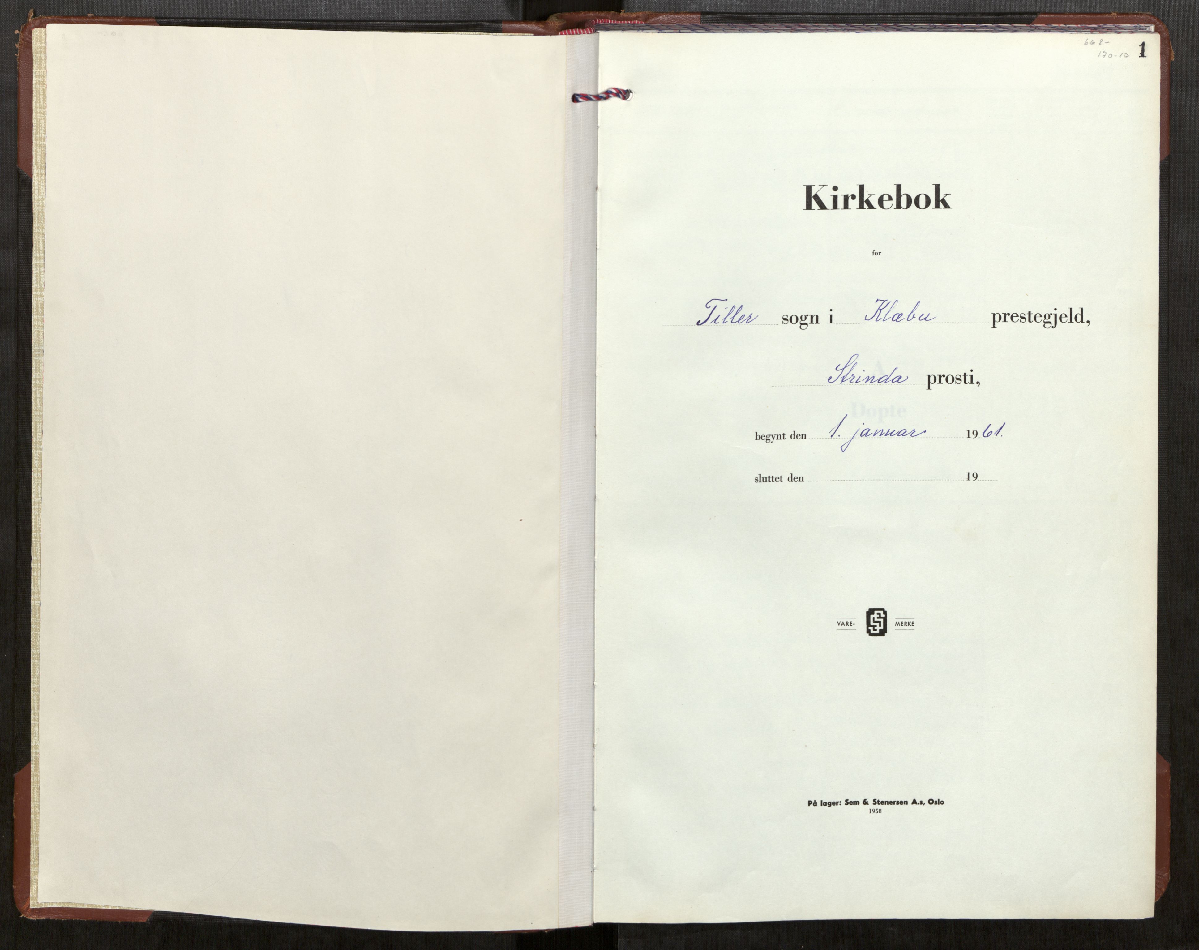 Klæbu sokneprestkontor, SAT/A-1112: Parish register (official) no. 5, 1961-1967, p. 1