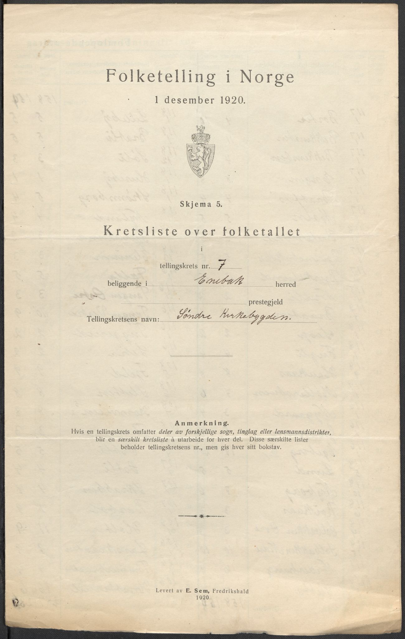 SAO, 1920 census for Enebakk, 1920, p. 29