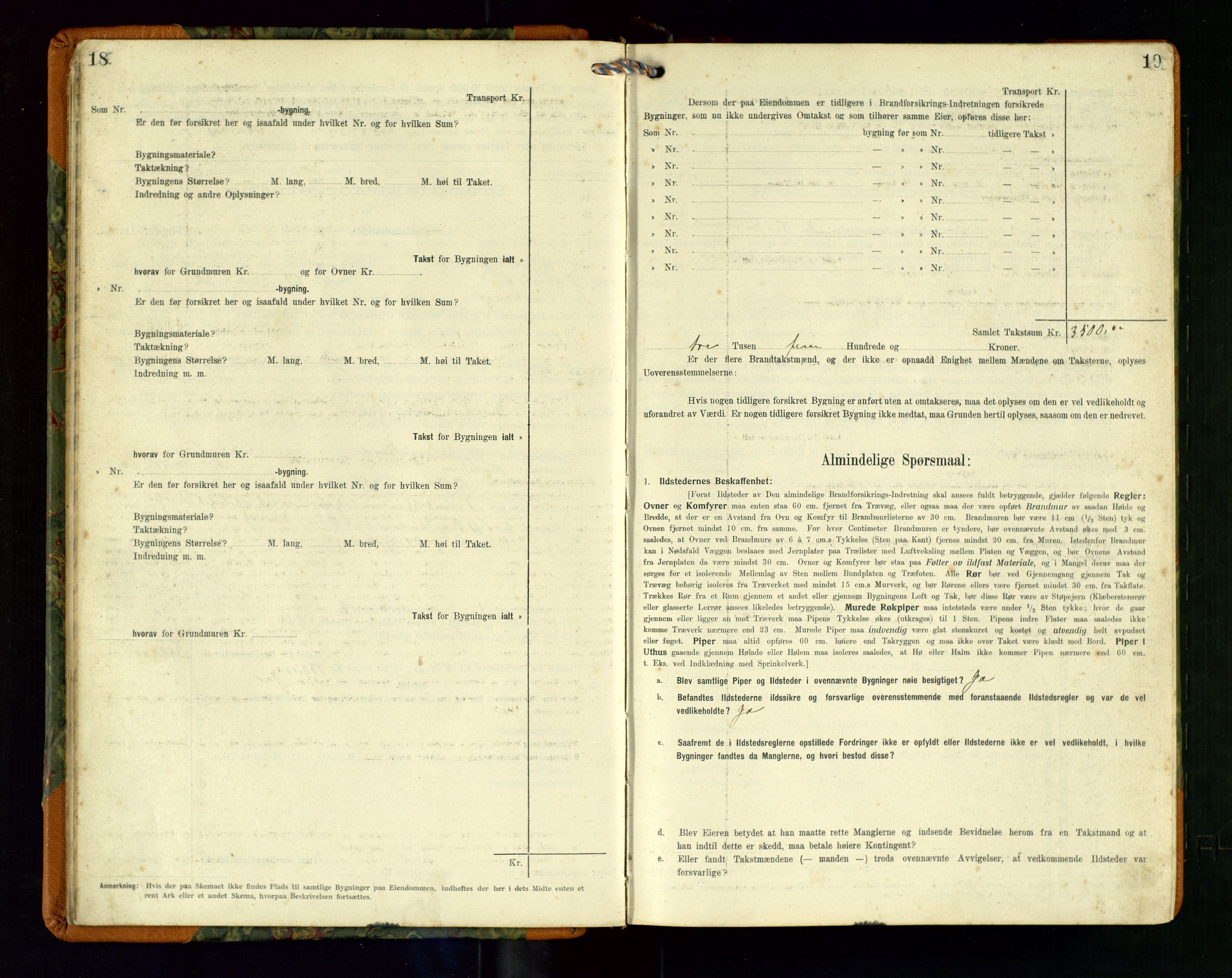 Hå lensmannskontor, SAST/A-100456/Goa/L0004: Takstprotokoll (skjema), 1911-1926, p. 18-19