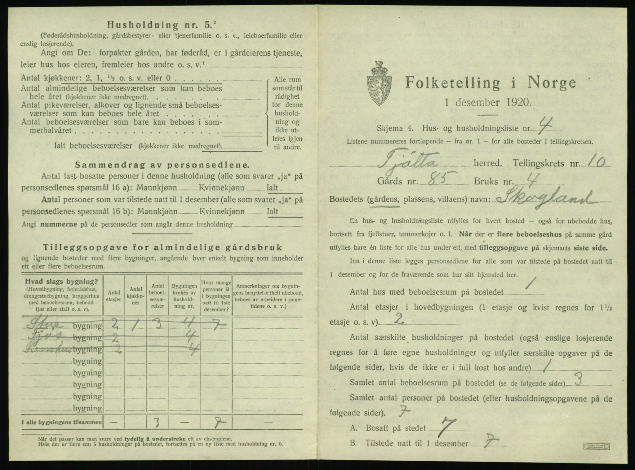 SAT, 1920 census for Tjøtta, 1920, p. 565