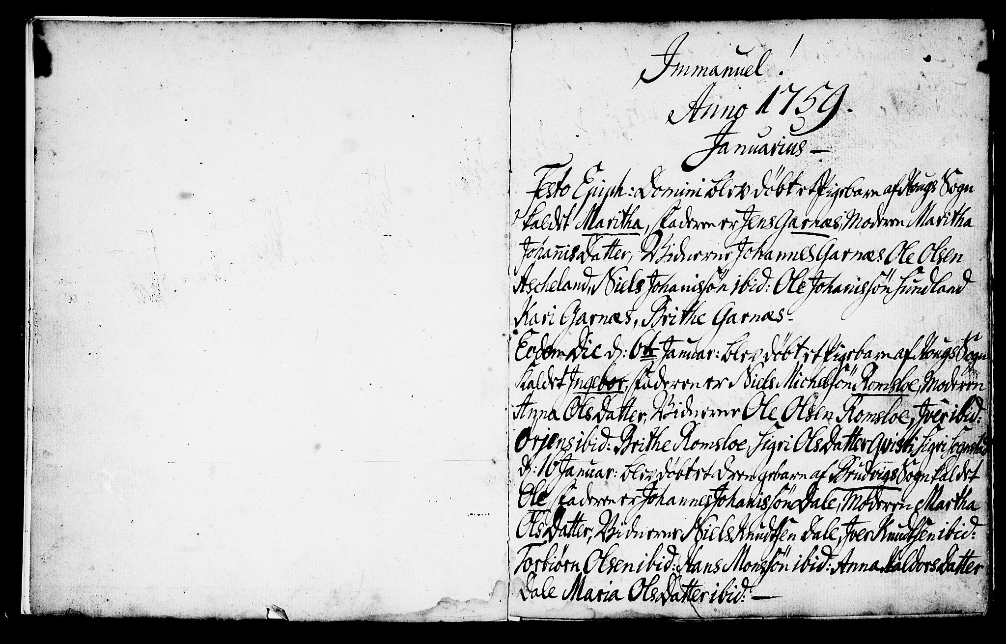 Haus sokneprestembete, SAB/A-75601/H/Haa: Parish register (official) no. A 8, 1754-1769, p. 2
